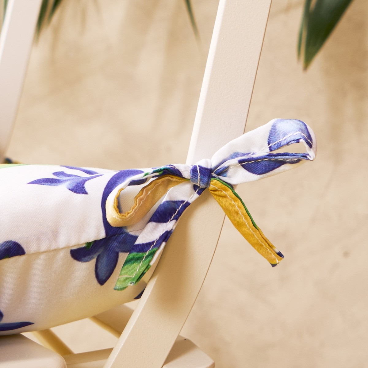 OHS 4 Pack Indoor/Outdoor Lemon Print Seat Pads - White/Blue>