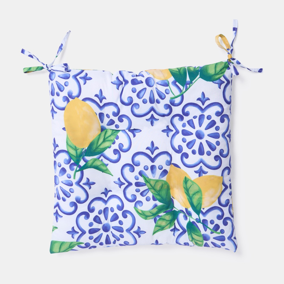 OHS 4 Pack Indoor/Outdoor Lemon Print Seat Pads - White/Blue>