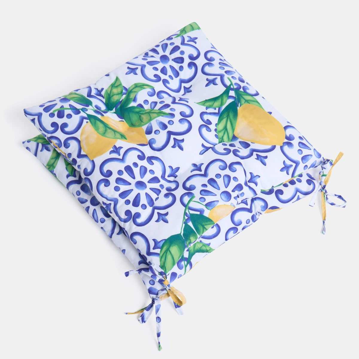 OHS 4 Pack Indoor/Outdoor Lemon Print Seat Pads - White/Blue>