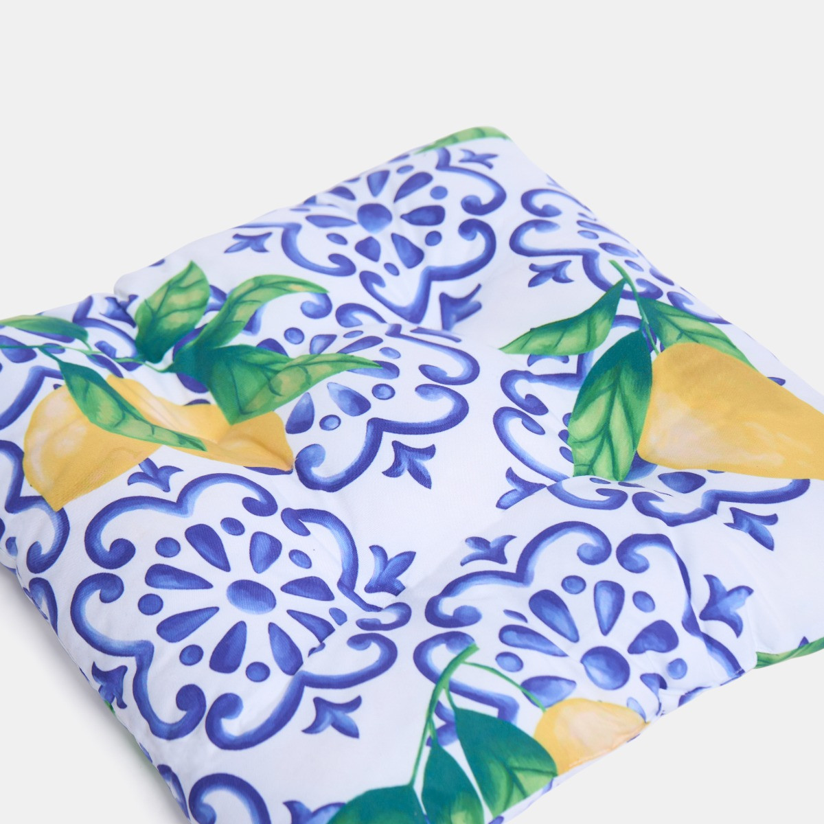 OHS 4 Pack Indoor/Outdoor Lemon Print Seat Pads - White/Blue>