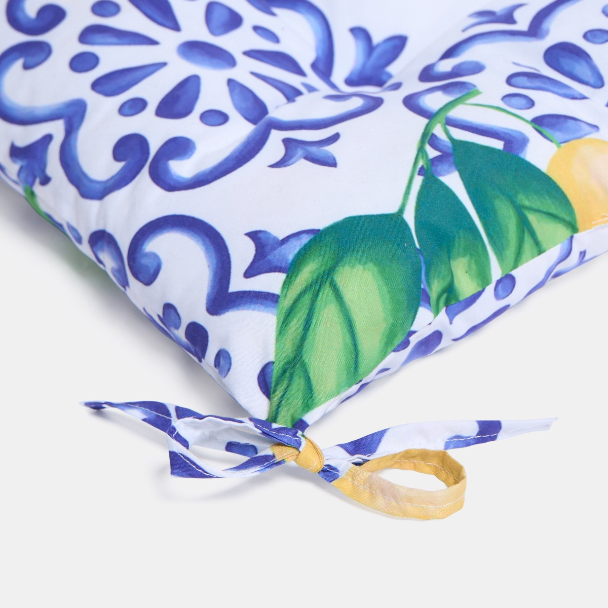 OHS 4 Pack Indoor/Outdoor Lemon Print Seat Pads - White/Blue>