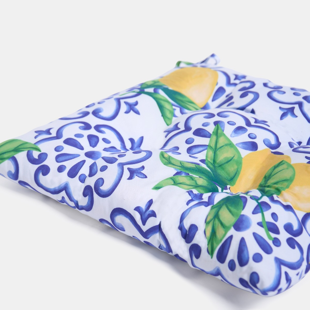OHS 4 Pack Indoor/Outdoor Lemon Print Seat Pads - White/Blue>