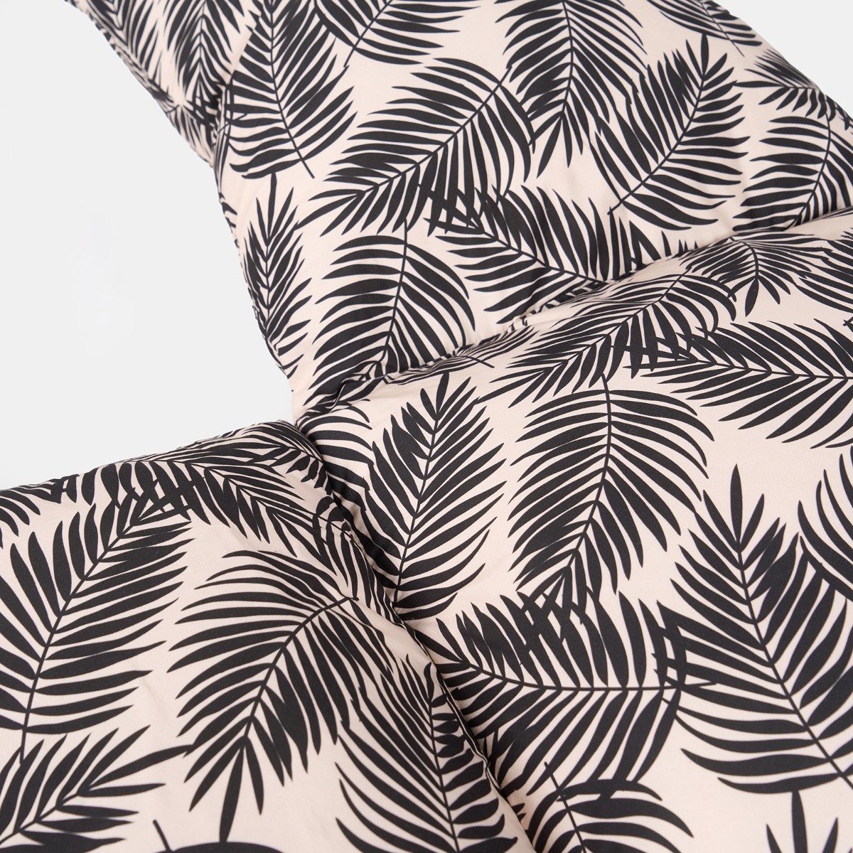 OHS Palm Leaf Print Egg Chair Cushion with Headrest - Monochrome>