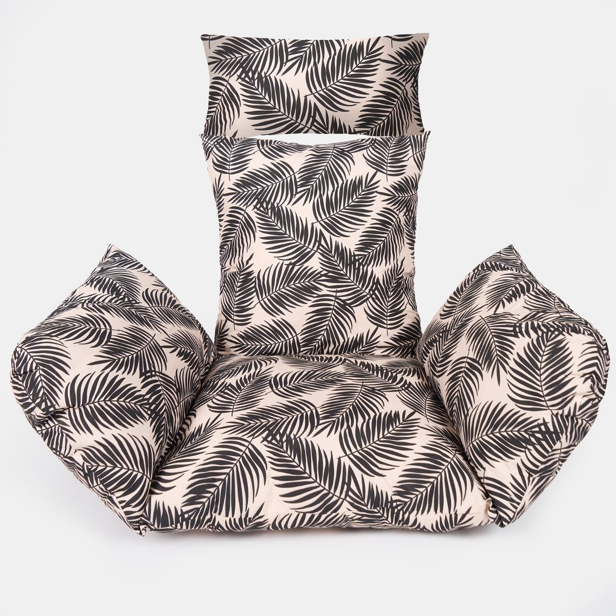 OHS Palm Leaf Print Egg Chair Cushion with Headrest - Monochrome>