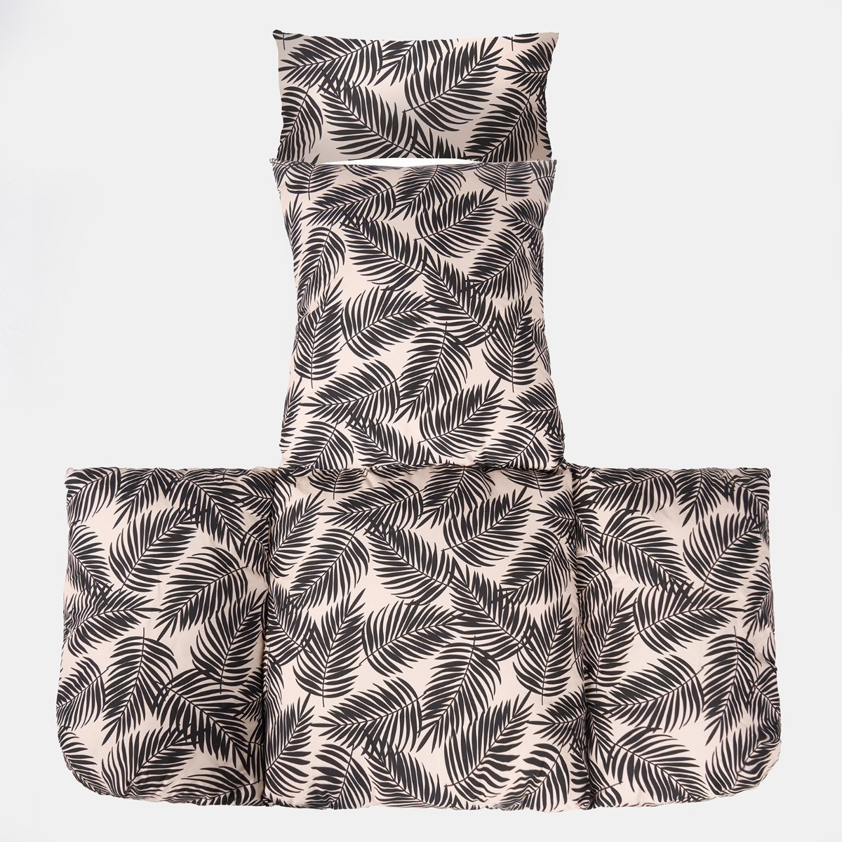 OHS Palm Leaf Print Egg Chair Cushion with Headrest - Monochrome>