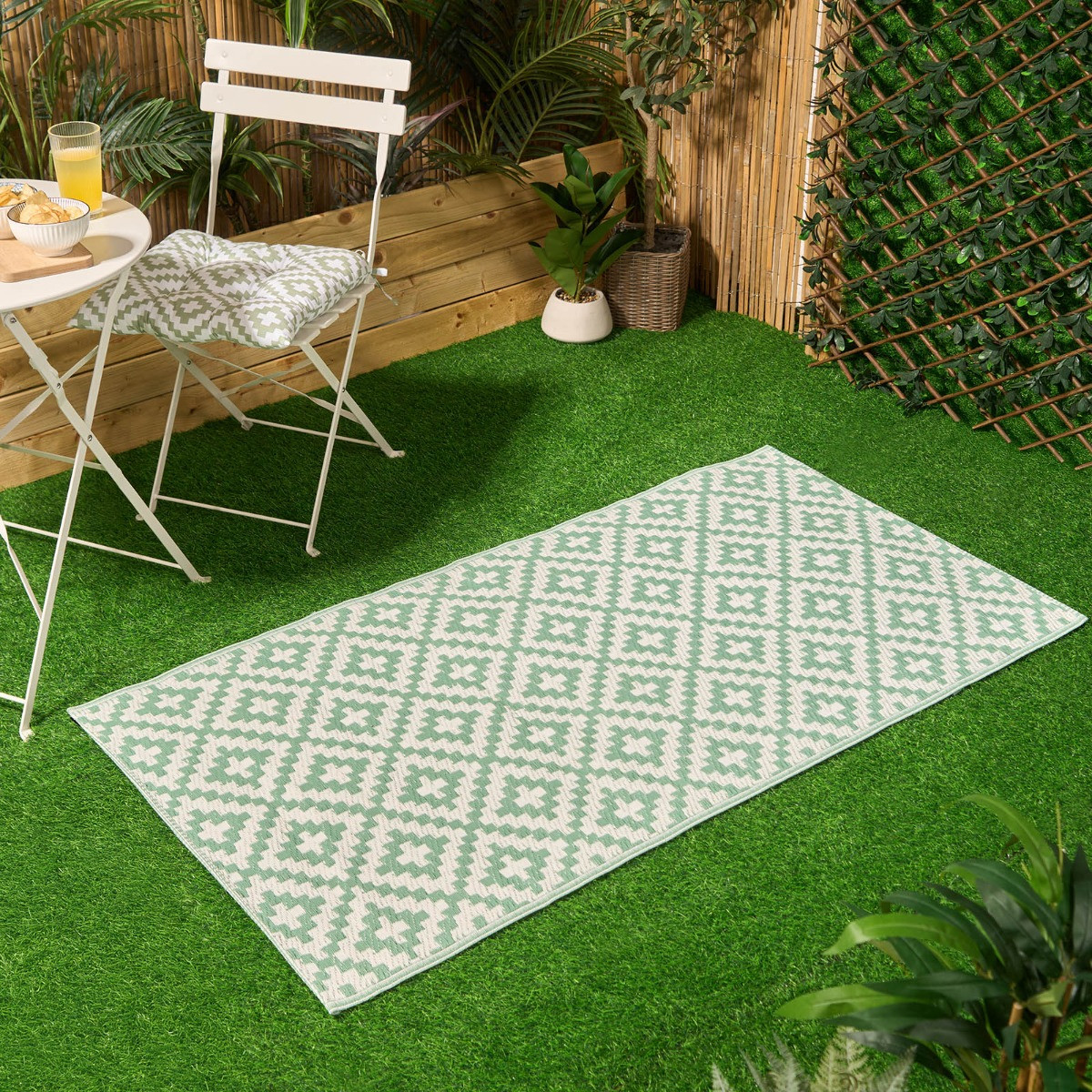 OHS Outdoor Geometric Rug, 120cm x 170cm - Sage>