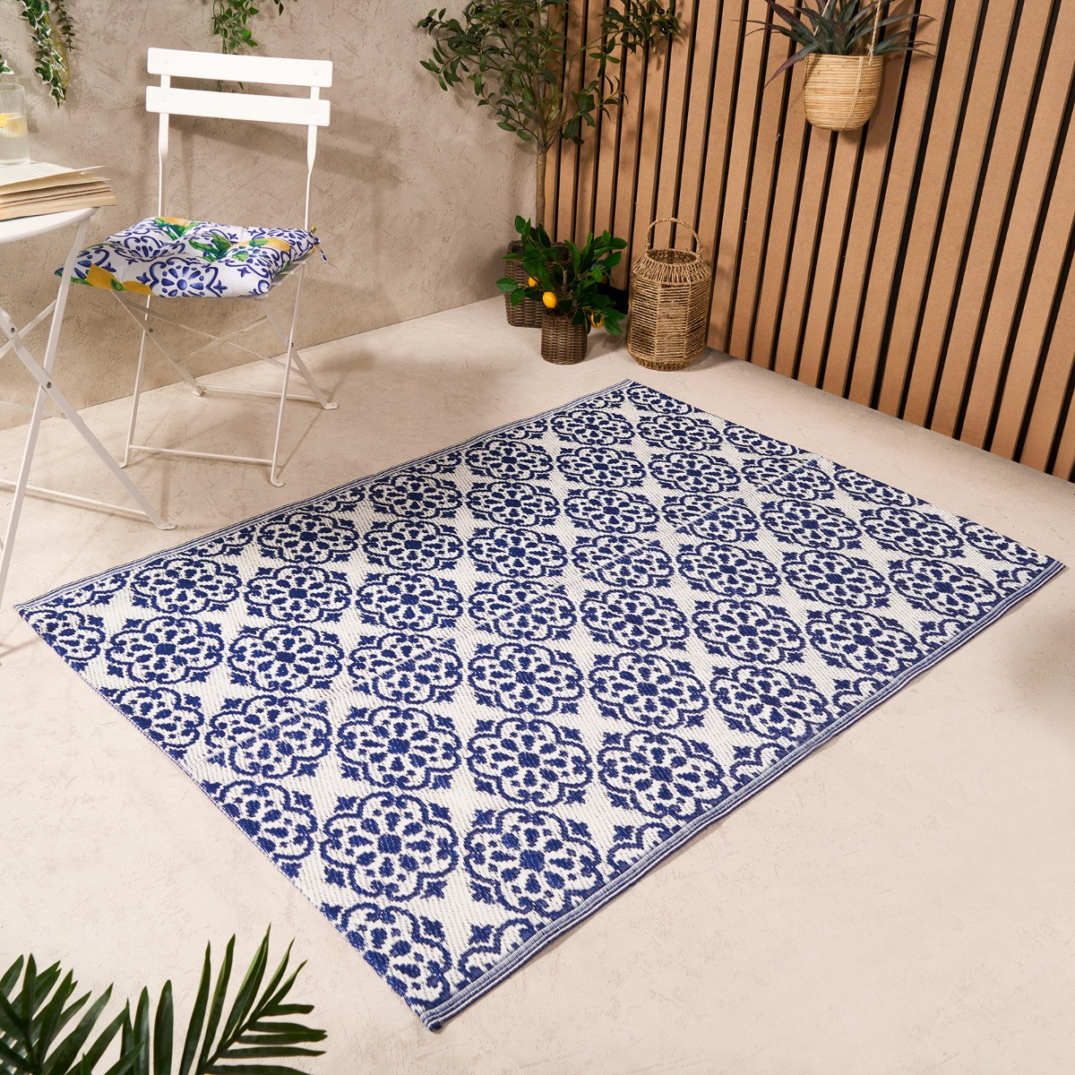 OHS Outdoor Tile Print Rug, 160cm x 230cm - Blue>