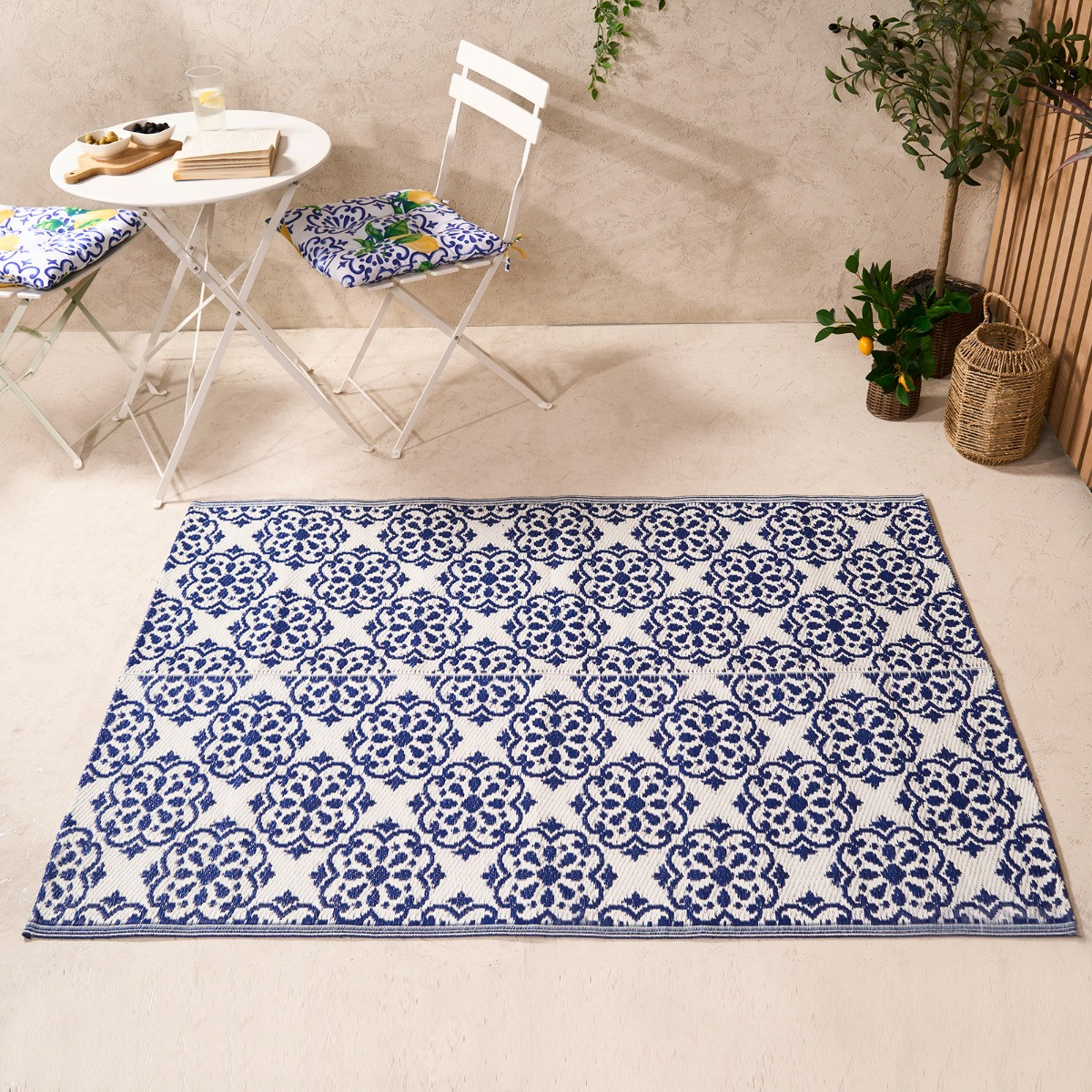 OHS Outdoor Tile Print Rug, 160cm x 230cm - Blue>