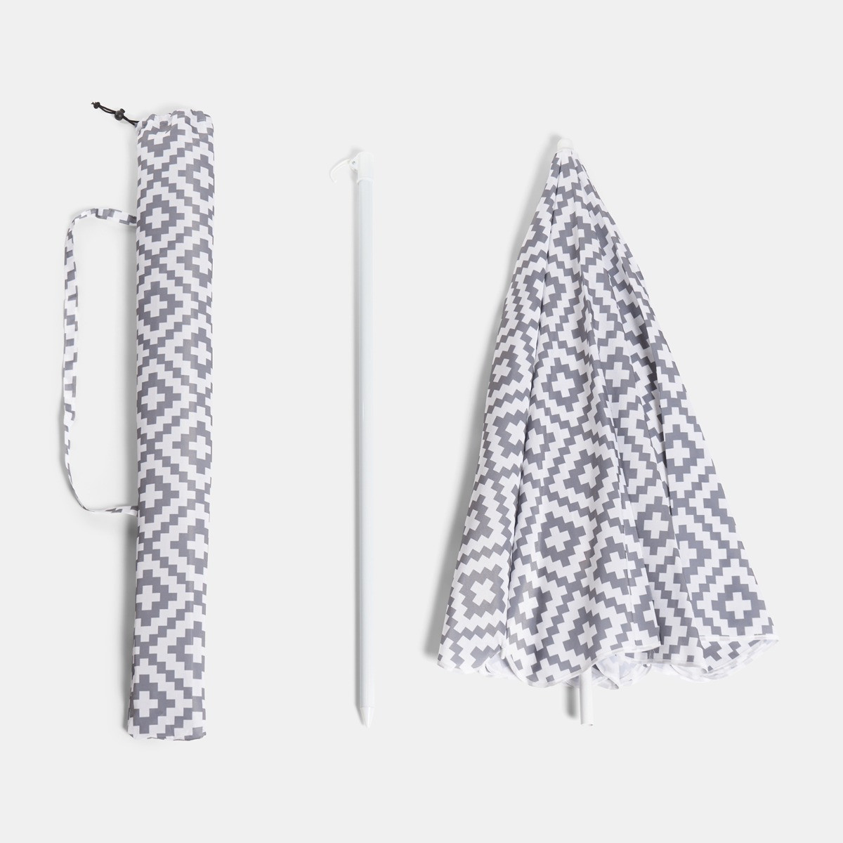 OHS Geometric Print Outdoor Parasol - Grey >