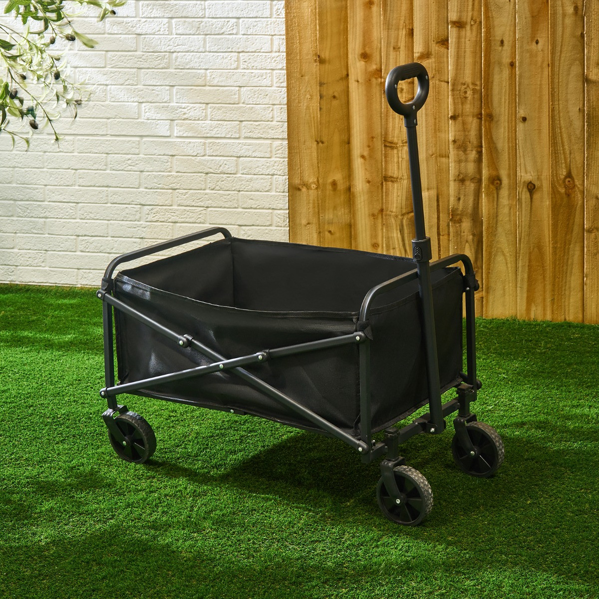 OHS Foldable Camping Trolley - Black >