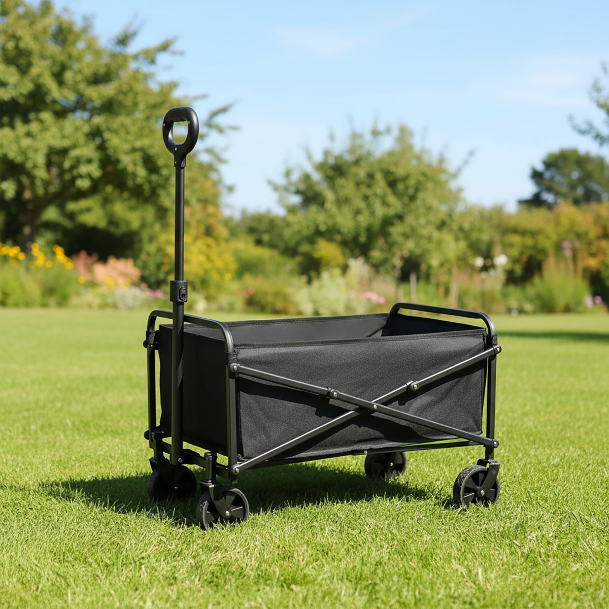 OHS Foldable Camping Trolley - Black >