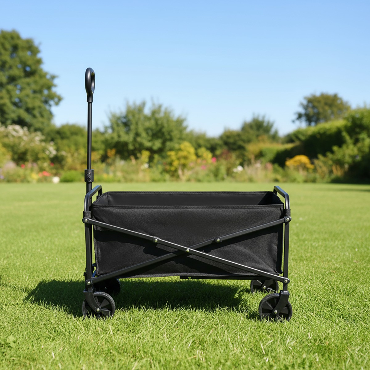 OHS Foldable Camping Trolley - Black >