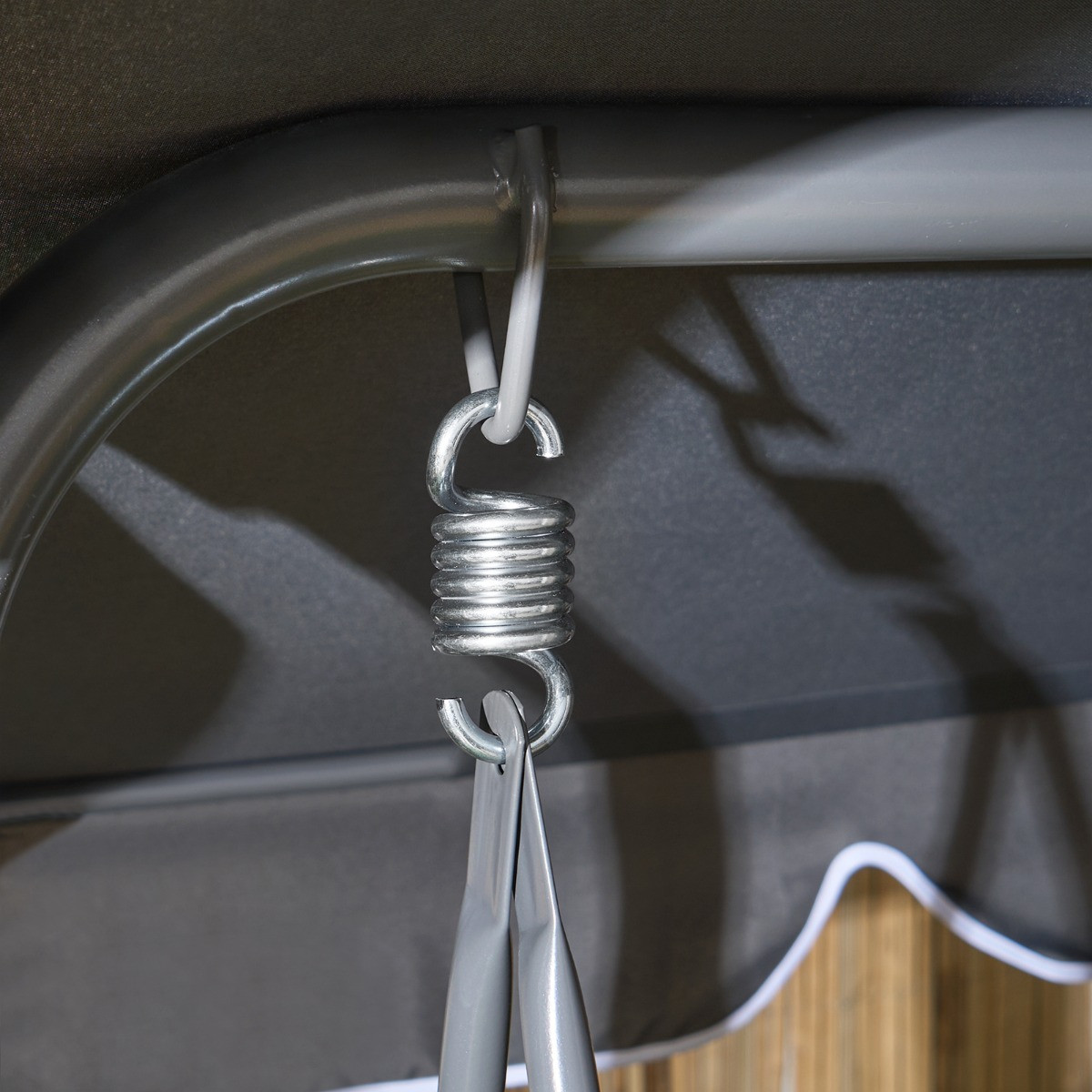 OHS 3 Seater Swing Bench With Canopy - Charcoal>