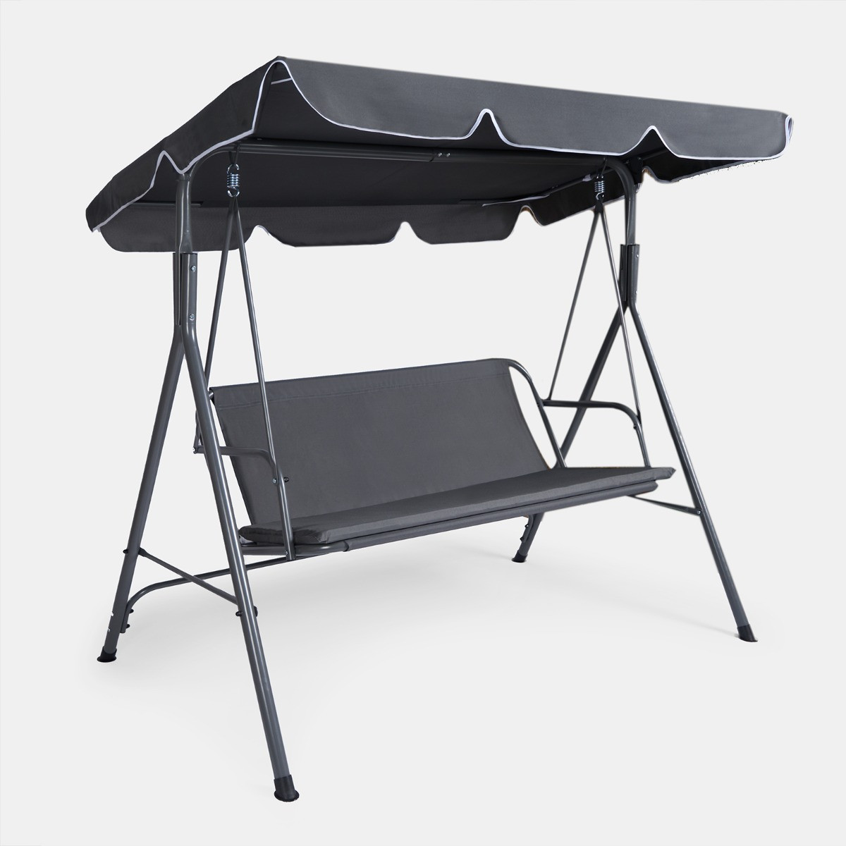 OHS 3 Seater Swing Bench With Canopy - Charcoal>