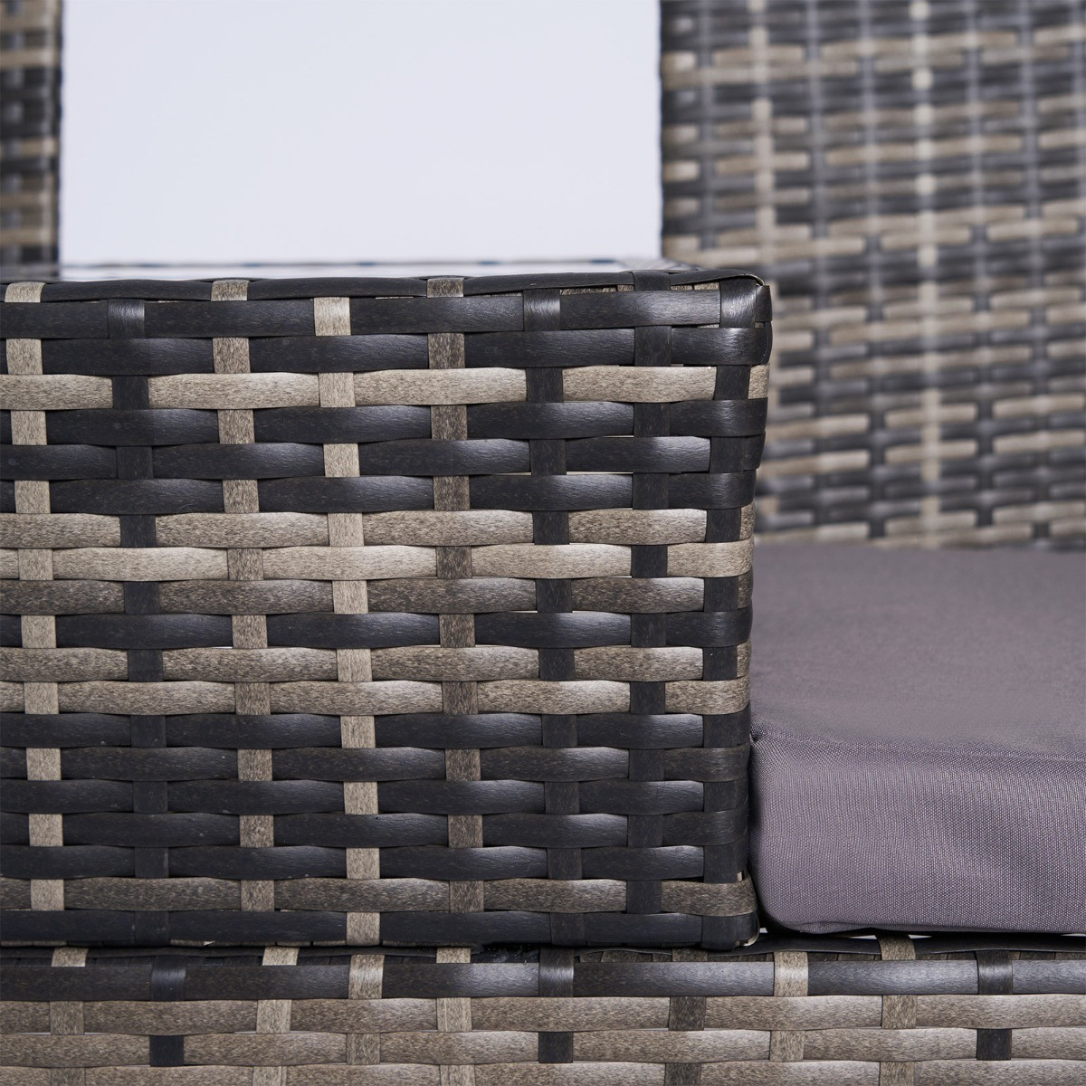 OHS 2 Seater Garden Rattan Companion Bench Table Set - Grey >