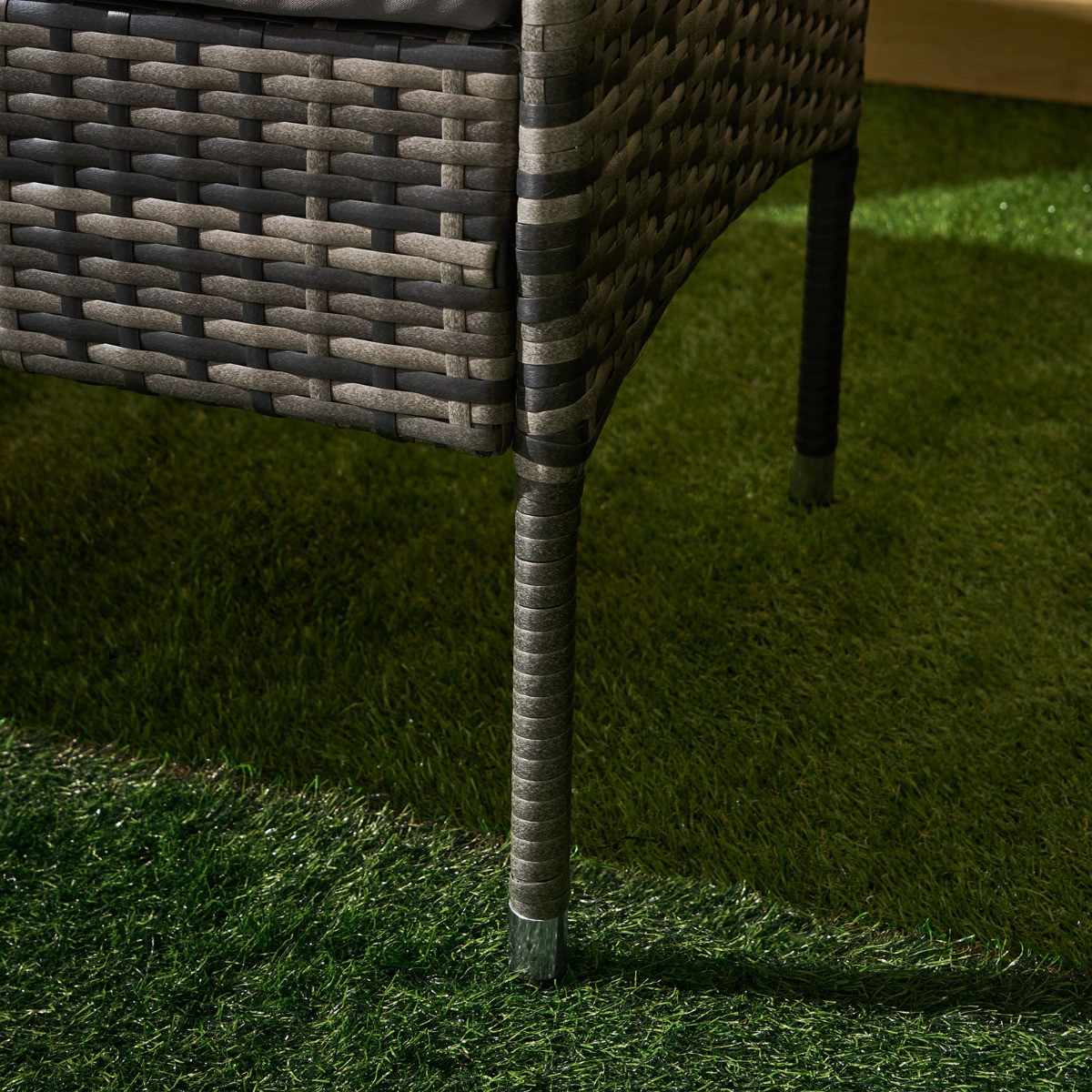 OHS 2 Seater Garden Rattan Companion Bench Table Set - Grey >