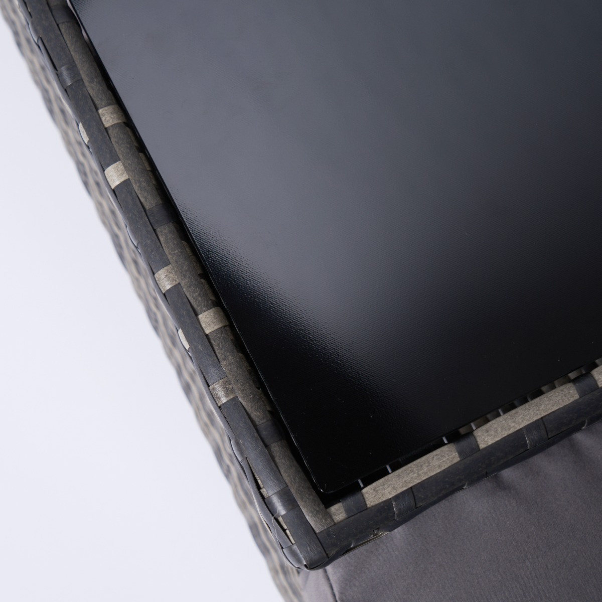 OHS 2 Seater Garden Rattan Companion Bench Table Set - Grey >