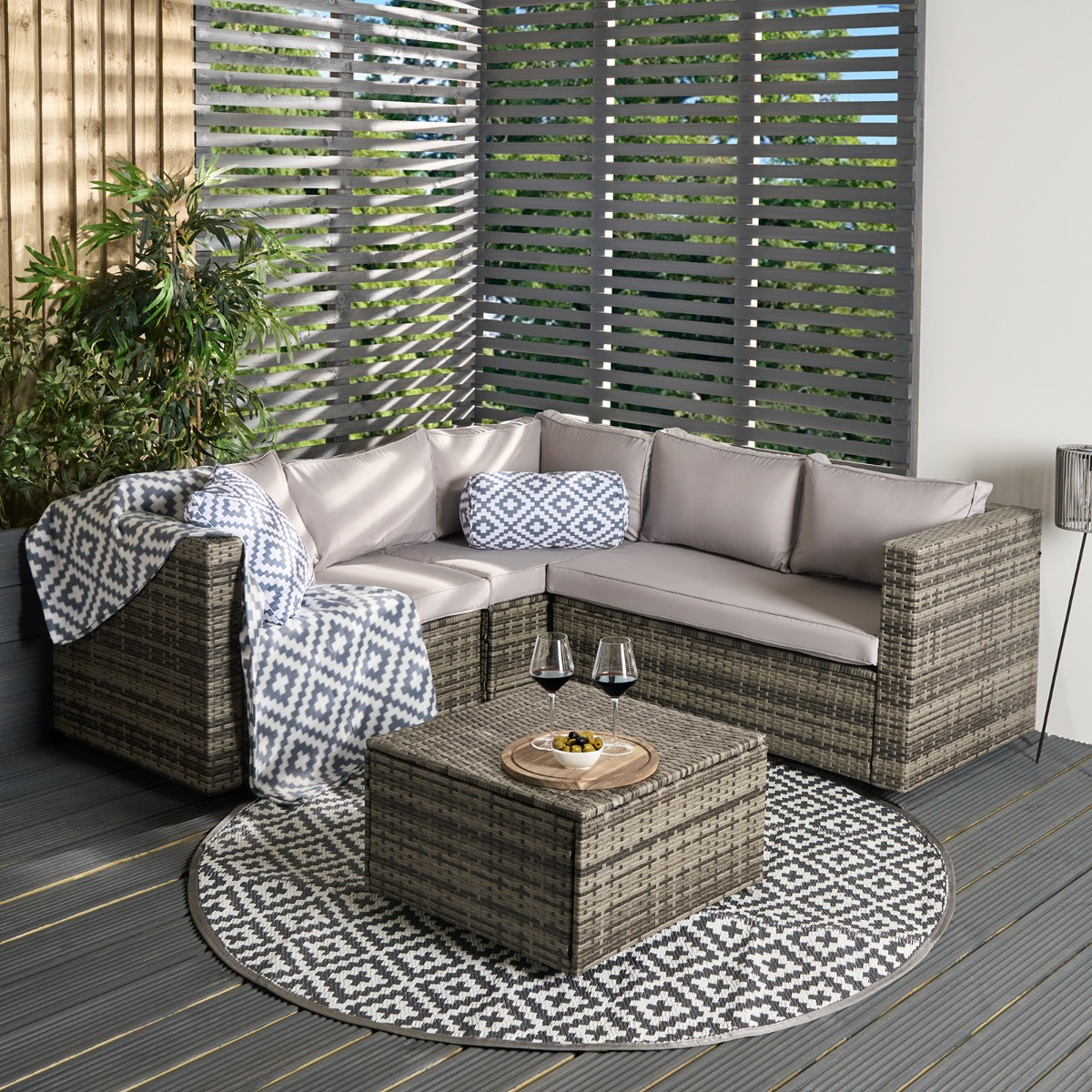 OHS Tuscany 5 Seater Rattan Sofa Set - Grey>