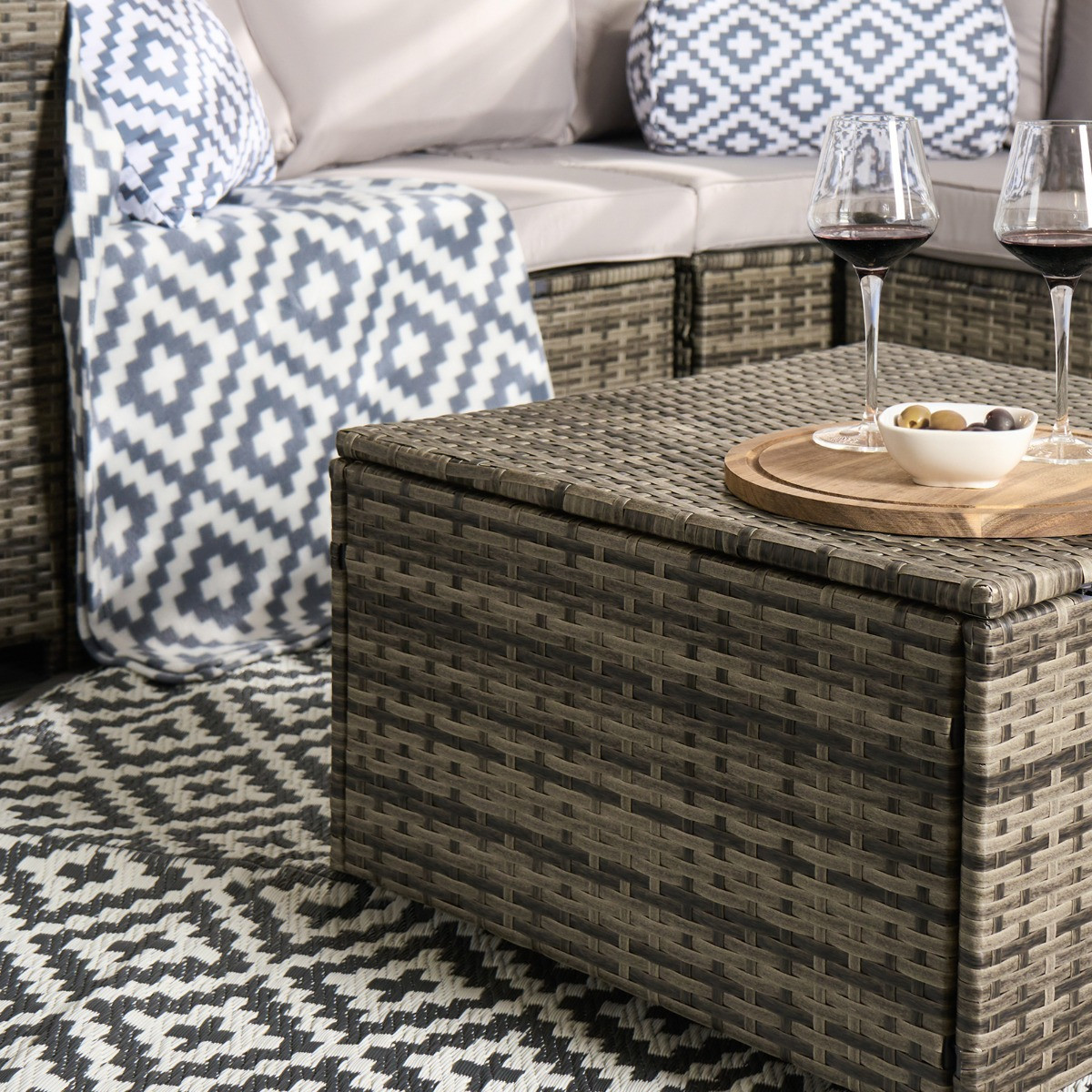 OHS Tuscany 5 Seater Rattan Sofa Set - Grey>