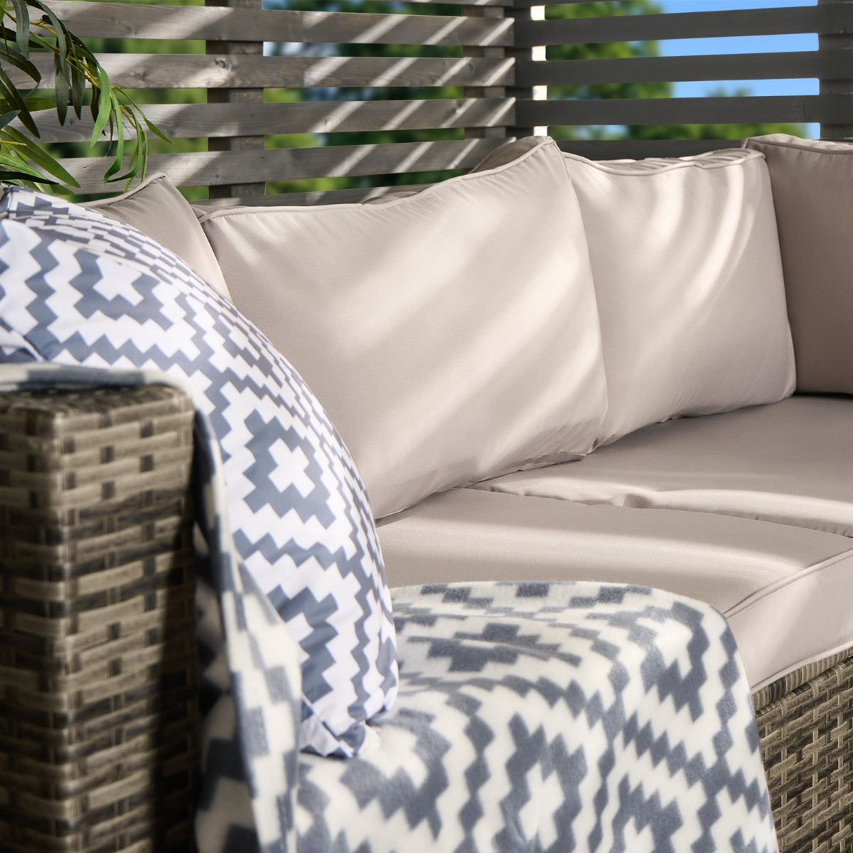 OHS Tuscany 5 Seater Rattan Sofa Set - Grey>