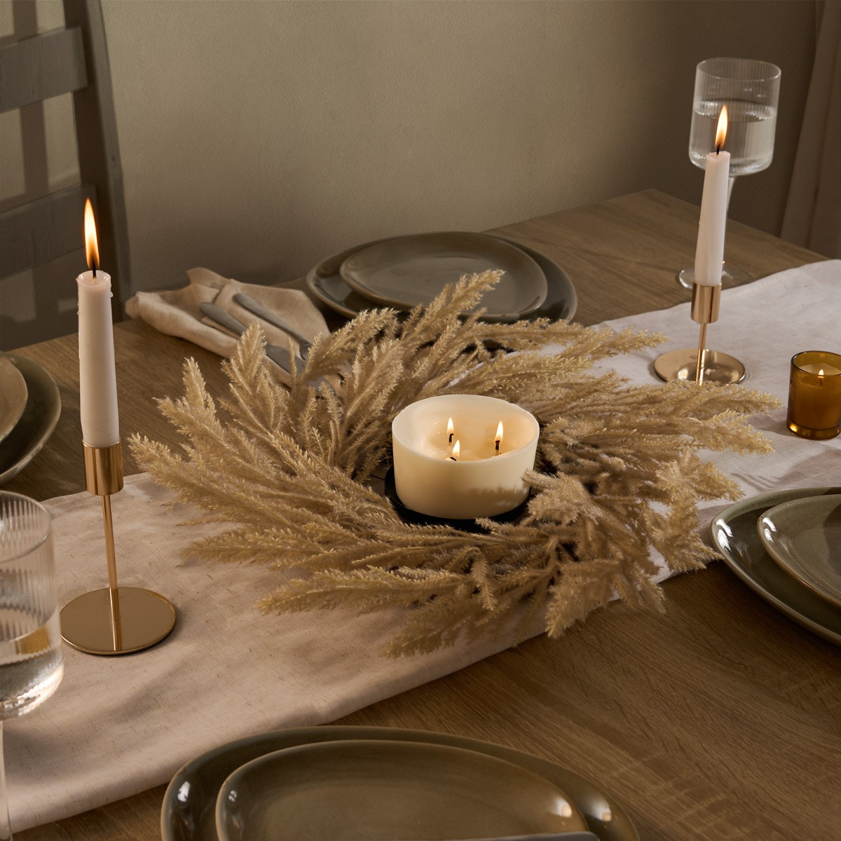 OHS Pampas Candle Holder - Natural>