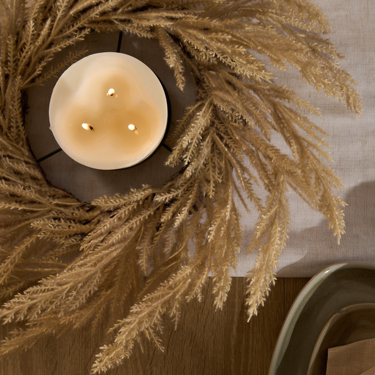OHS Pampas Candle Holder - Natural>