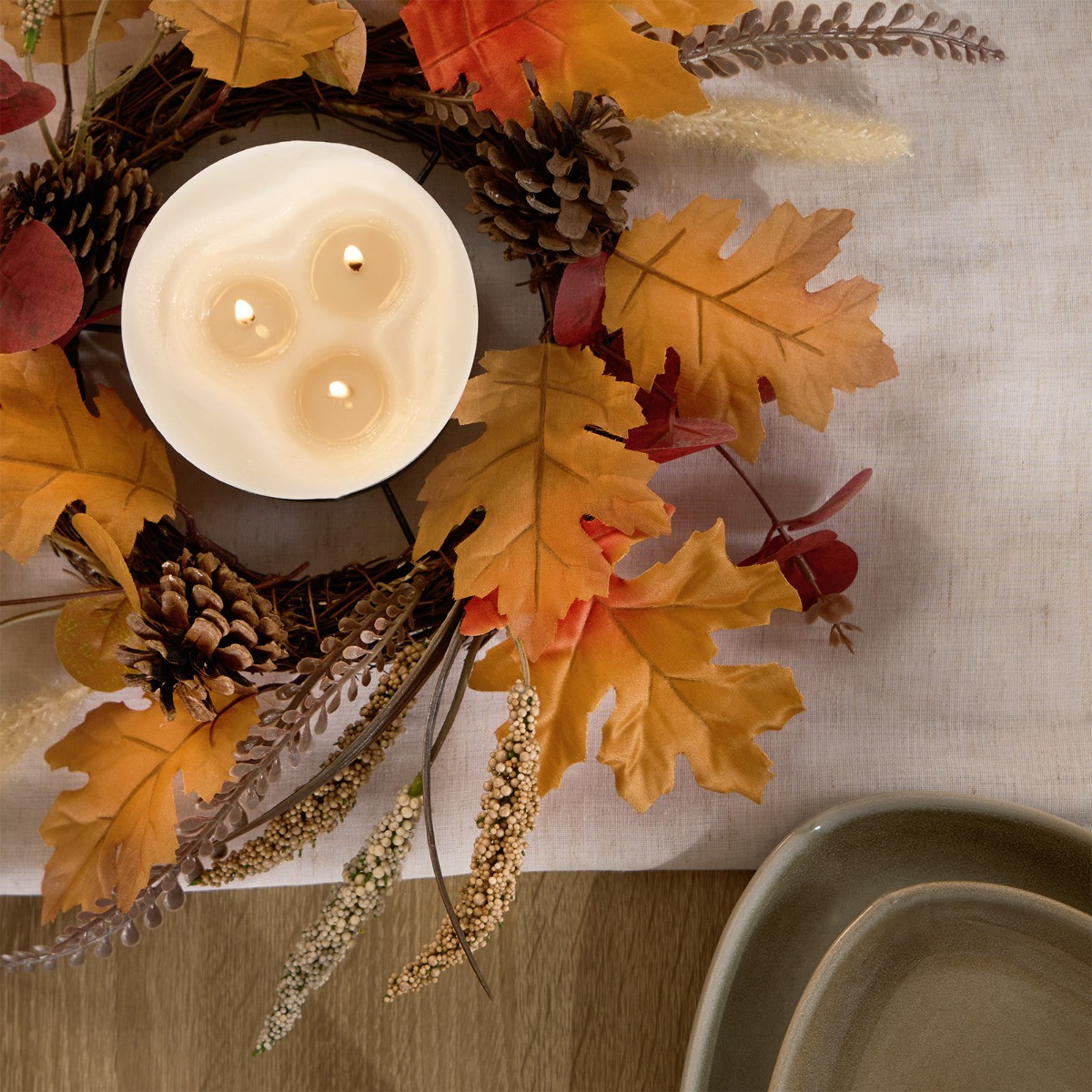 OHS Autumn Harvest Candle Holder - Brown>