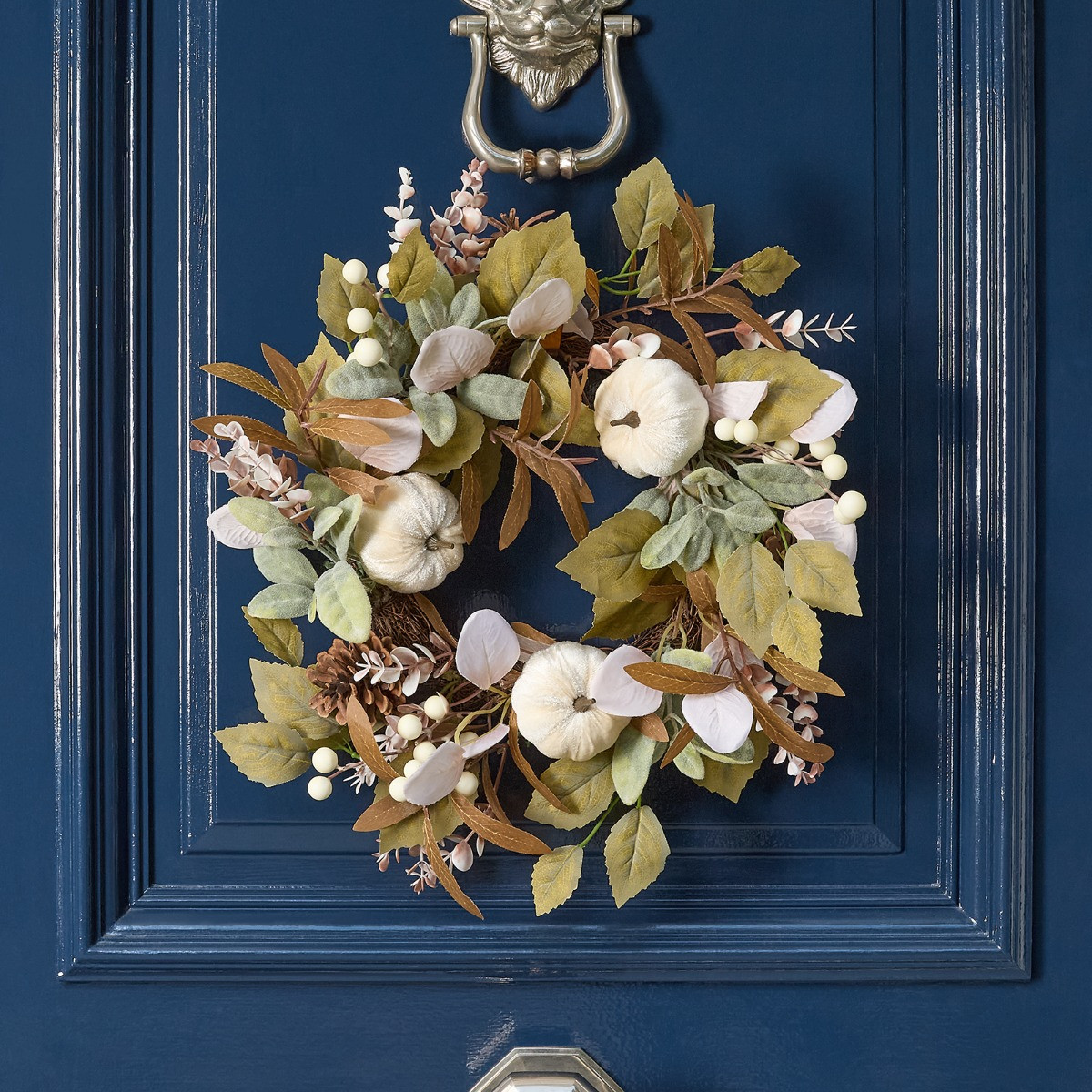 OHS Velvet Pumpkin Wreath - Natural >