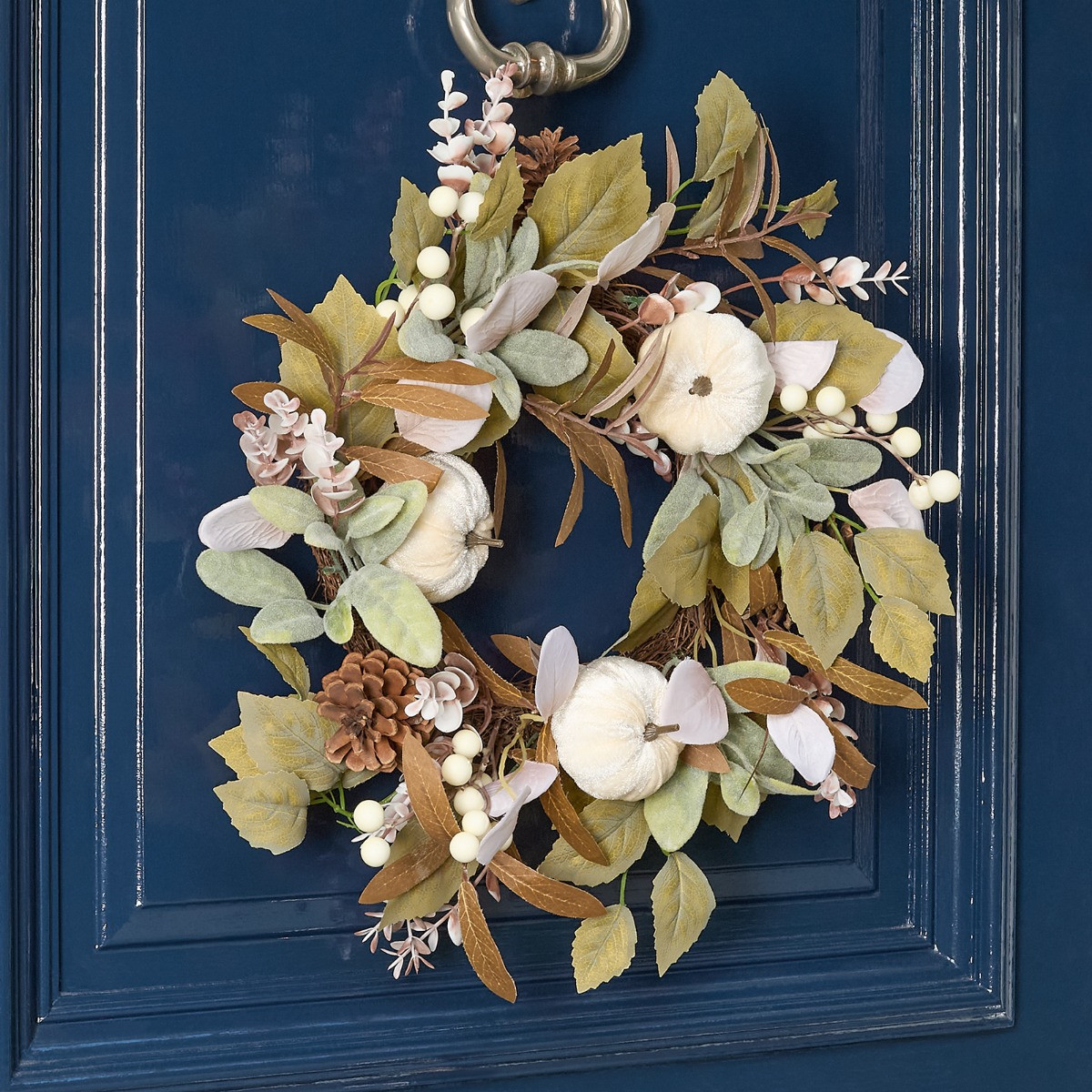 OHS Velvet Pumpkin Wreath - Natural >