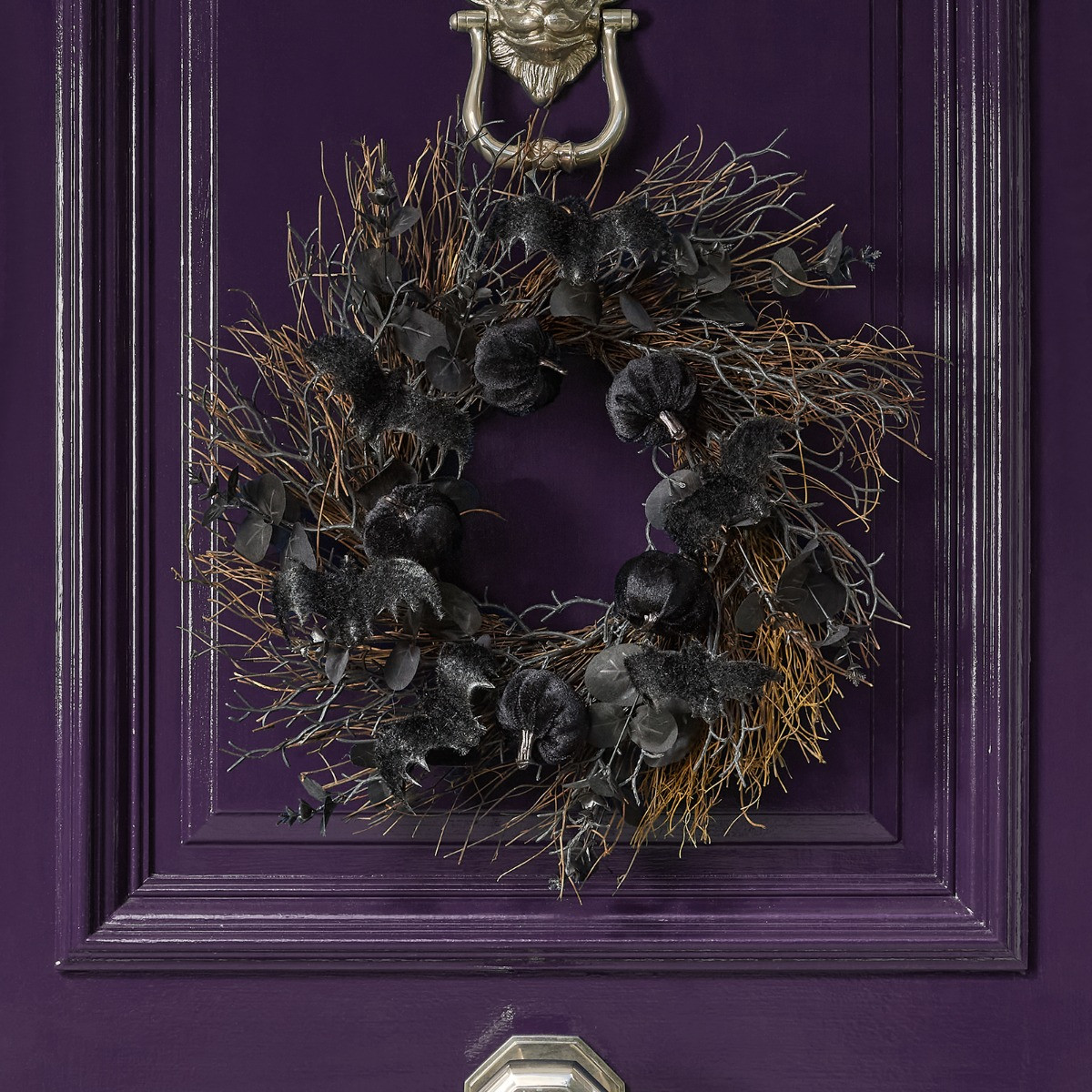 OHS Halloween Bat and Pumpkin Wreath - Black>
