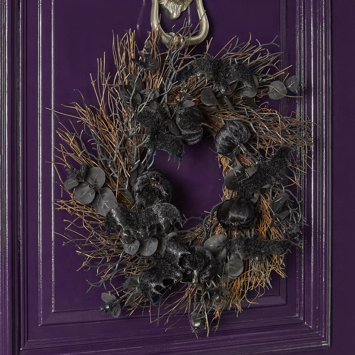 OHS Halloween Bat and Pumpkin Wreath - Black>