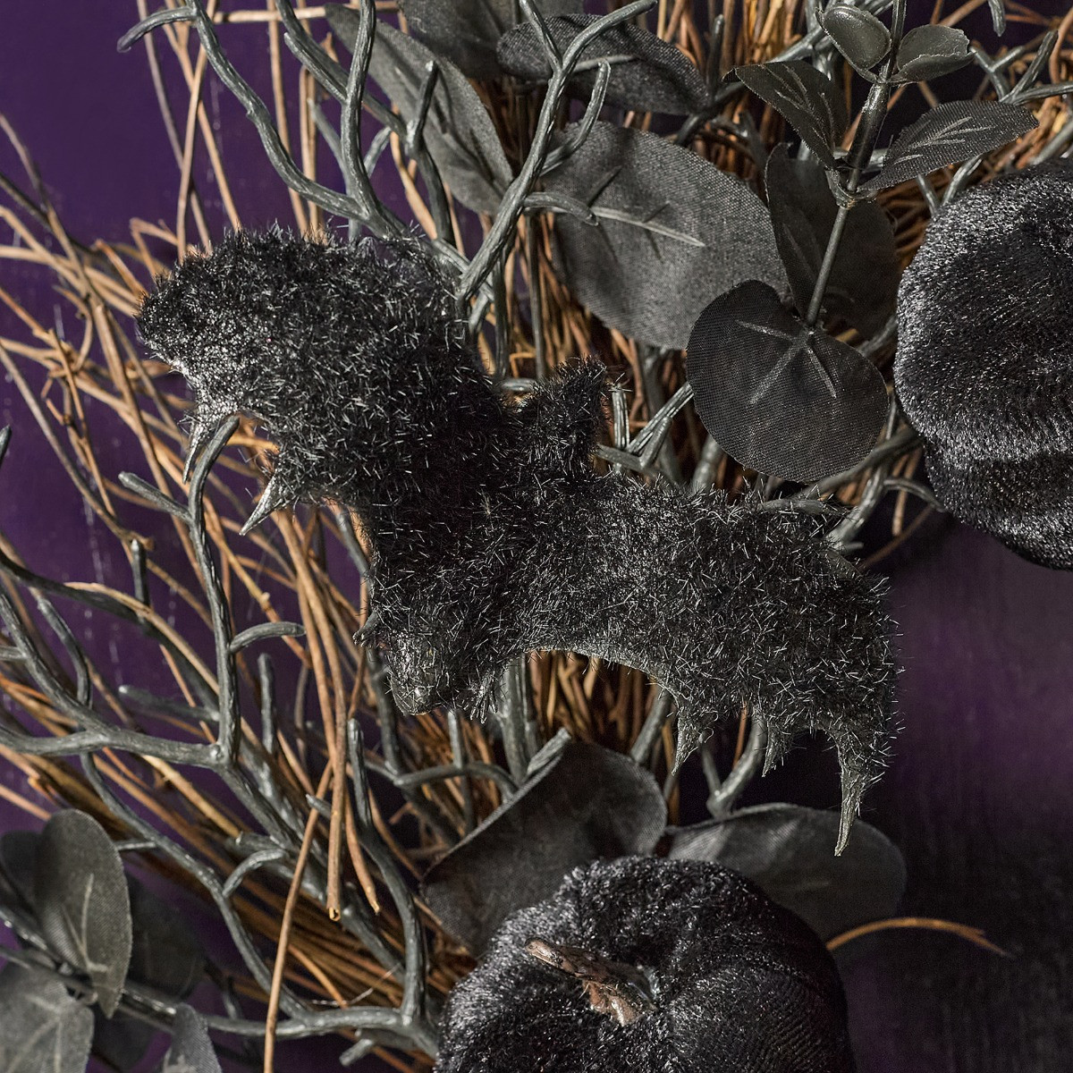 OHS Halloween Bat and Pumpkin Wreath - Black>