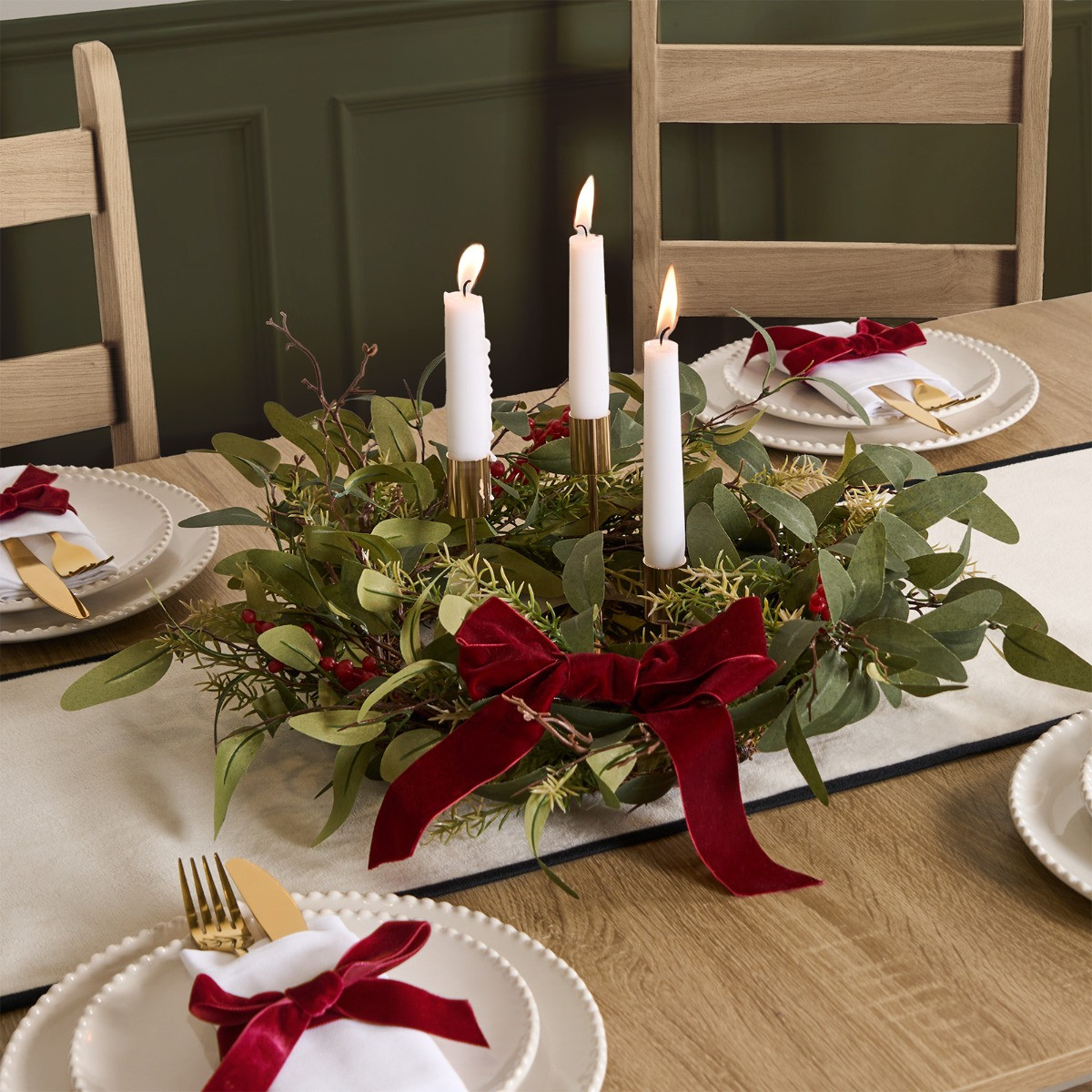 OHS Berry and Bow Wreath - Burgundy>