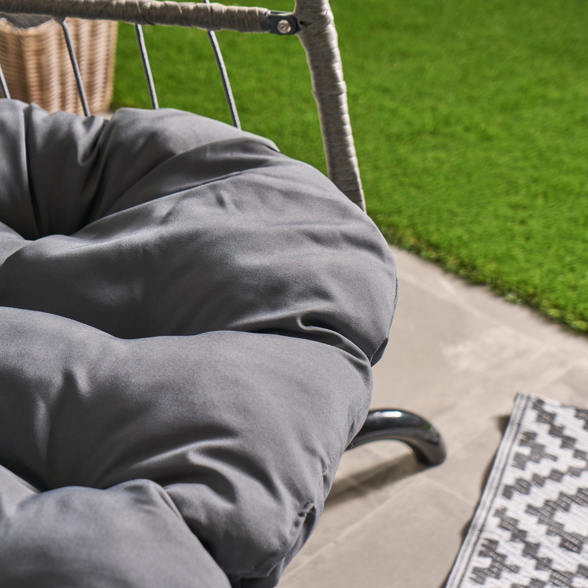 OHS Foldable Rattan Double Hanging Egg Chair - Grey>