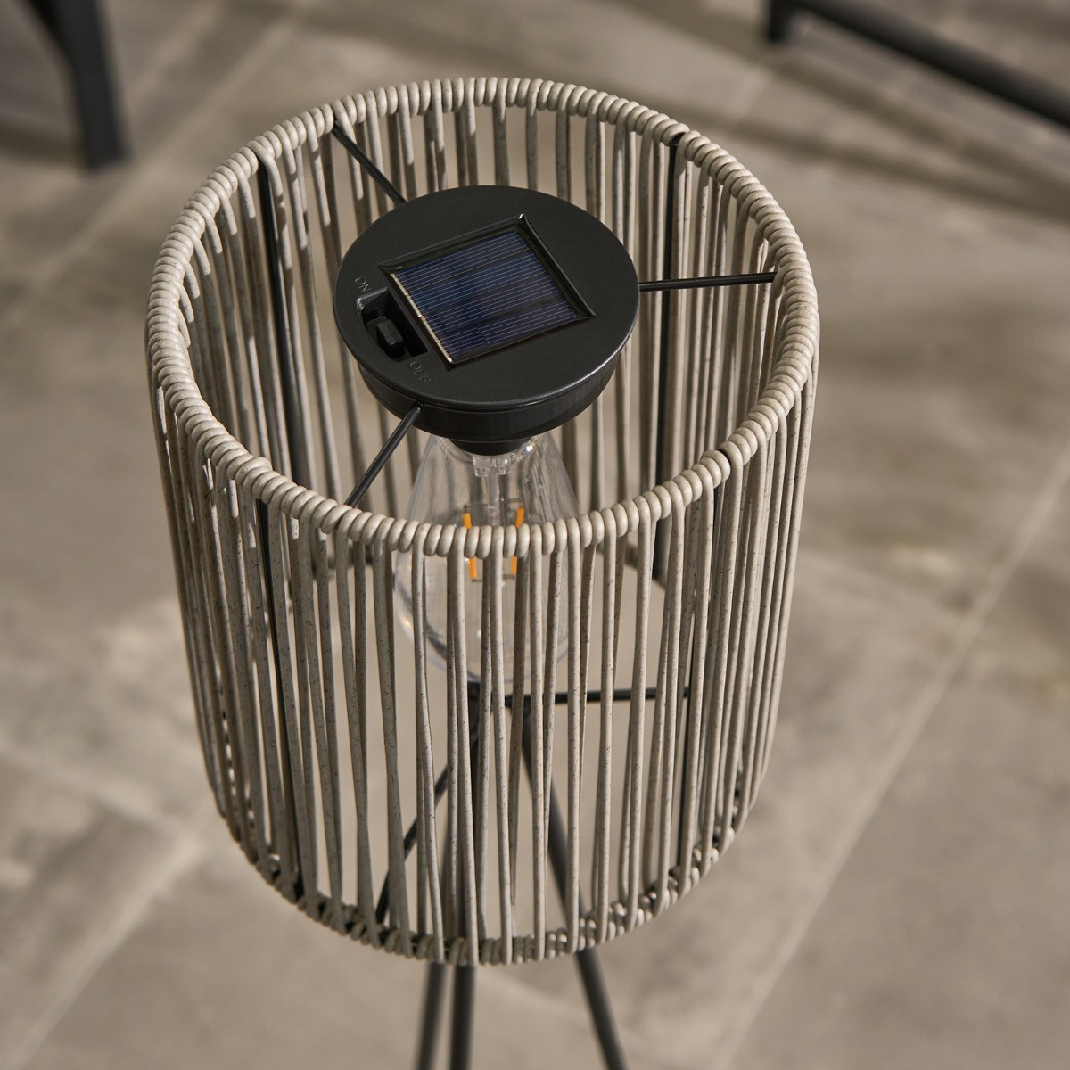 OHS Solar Rattan Floor Lamp - Grey>