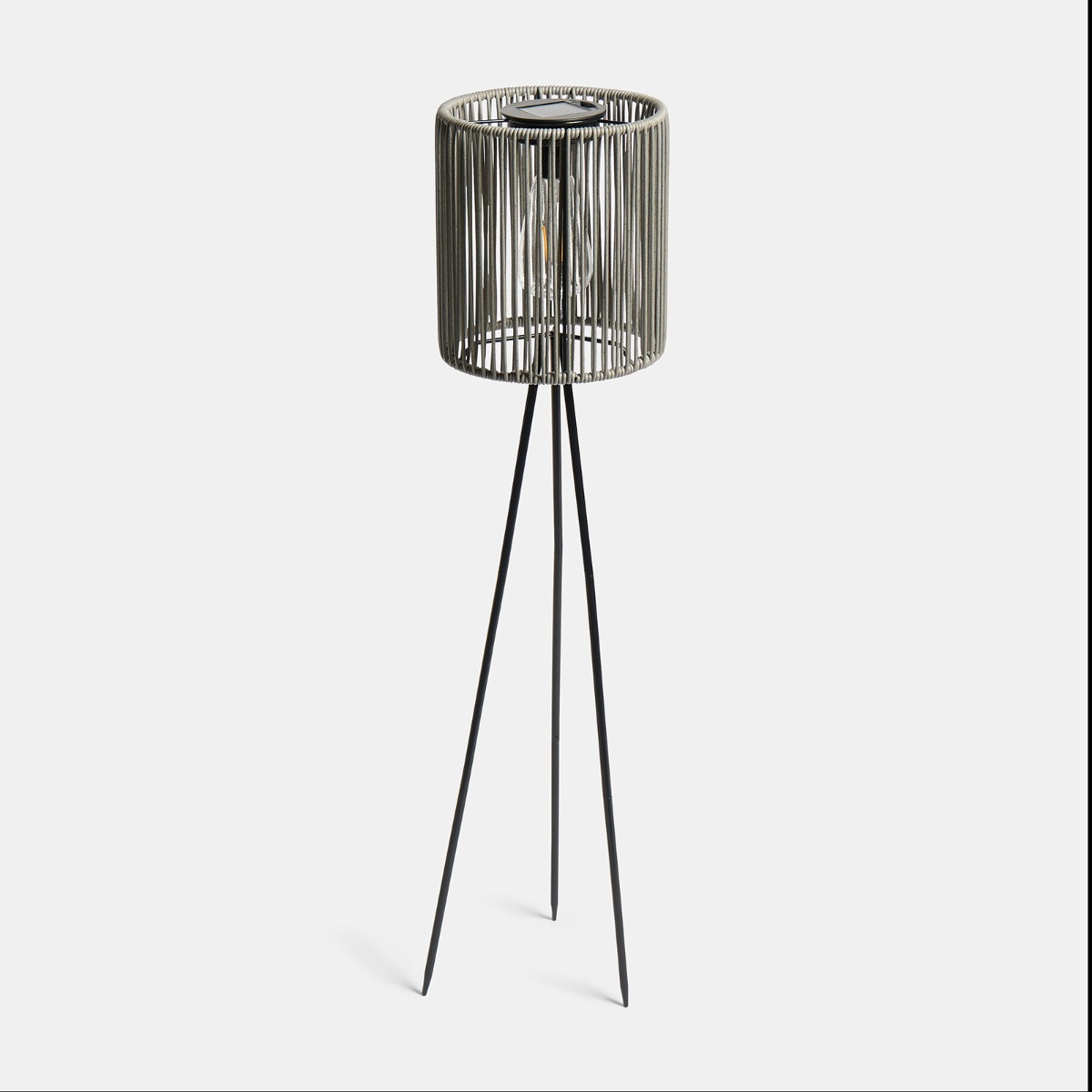 OHS Solar Rattan Floor Lamp - Grey>