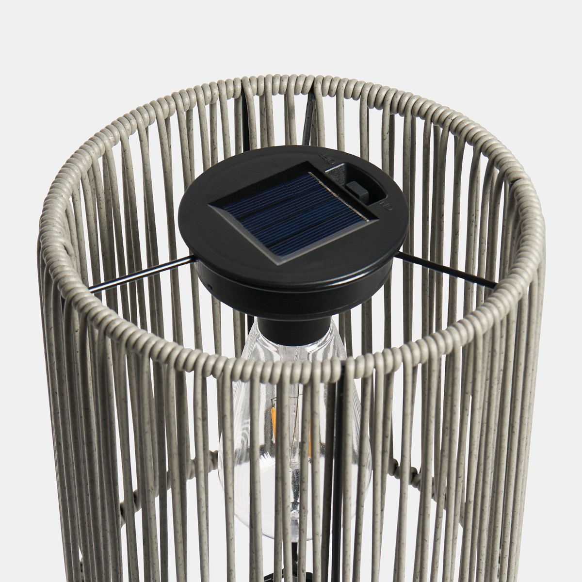 OHS Solar Rattan Floor Lamp - Grey>