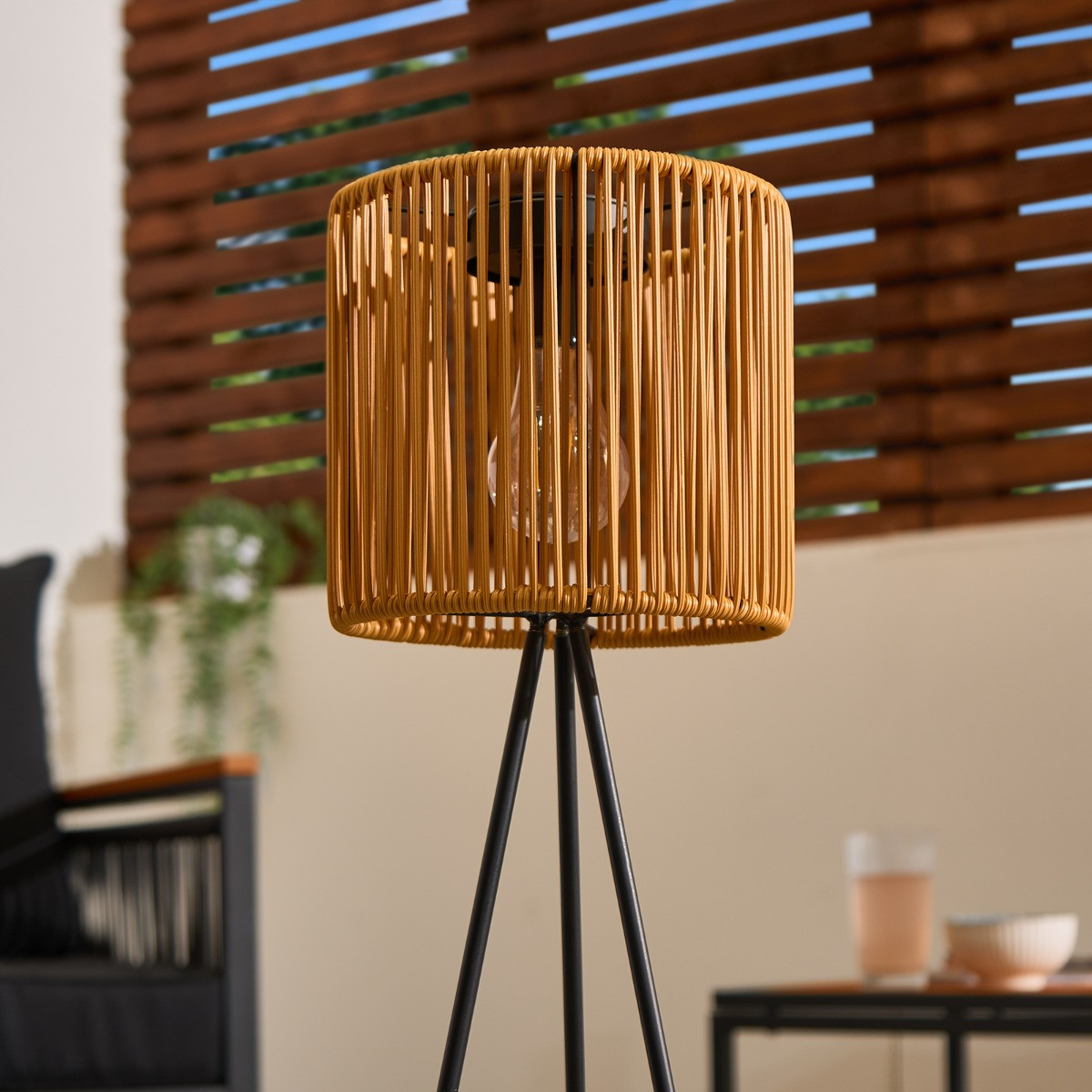 OHS Solar Rattan Floor Lamp - Natural>