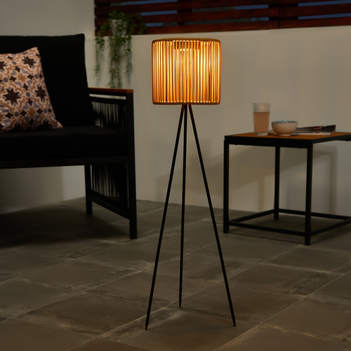 OHS Solar Rattan Floor Lamp - Natural>