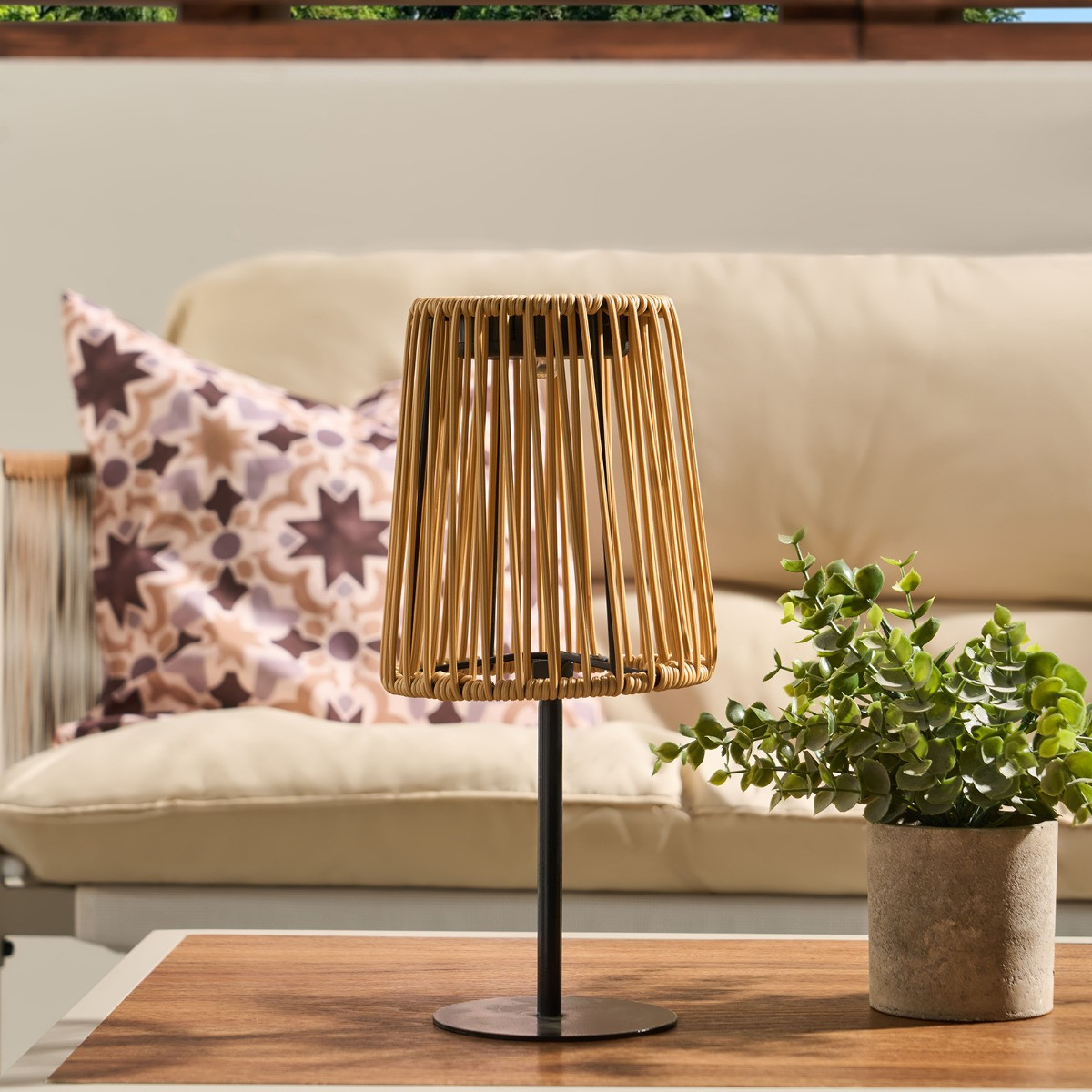 OHS Solar Rattan Table Lamp - Natural>