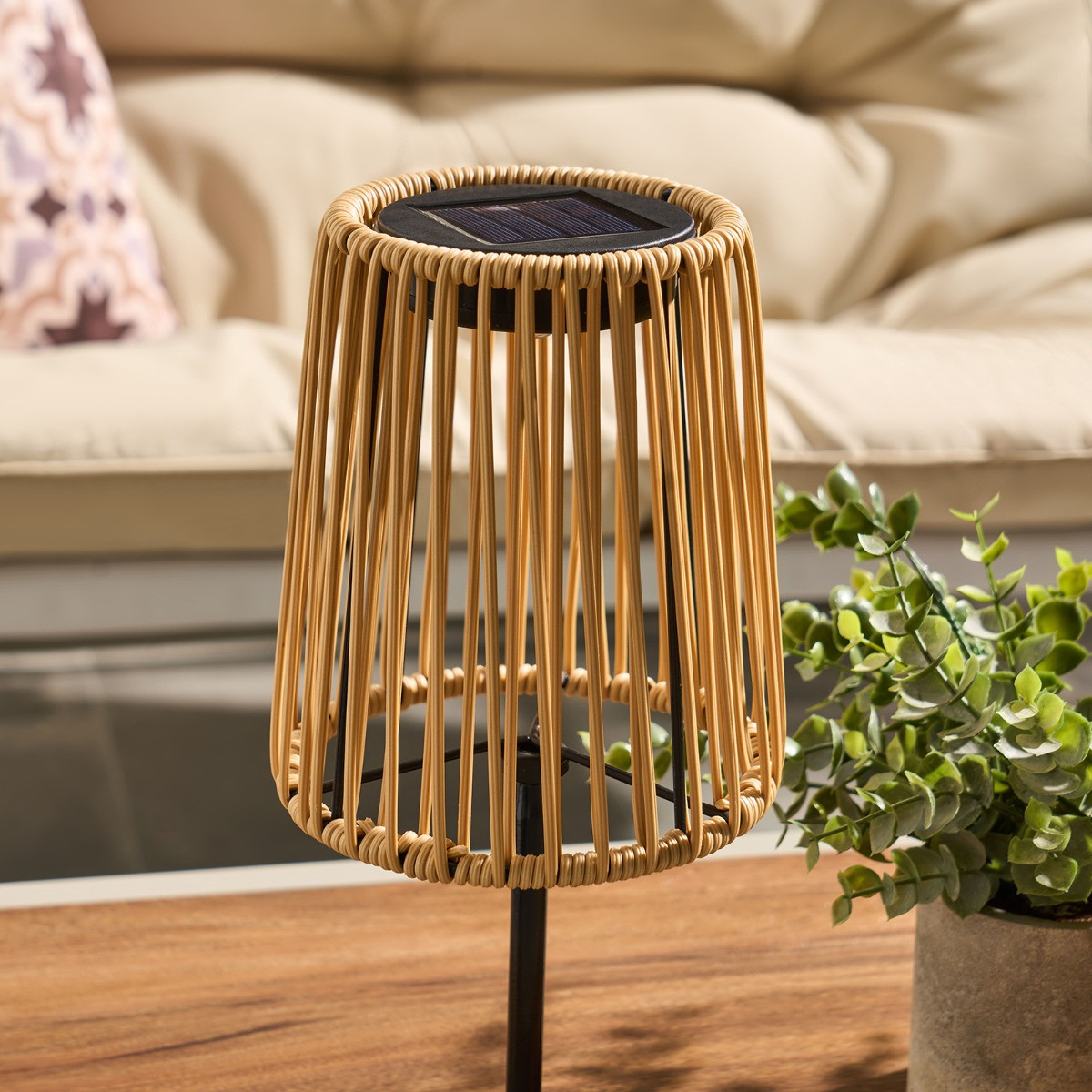 OHS Solar Rattan Table Lamp - Natural>