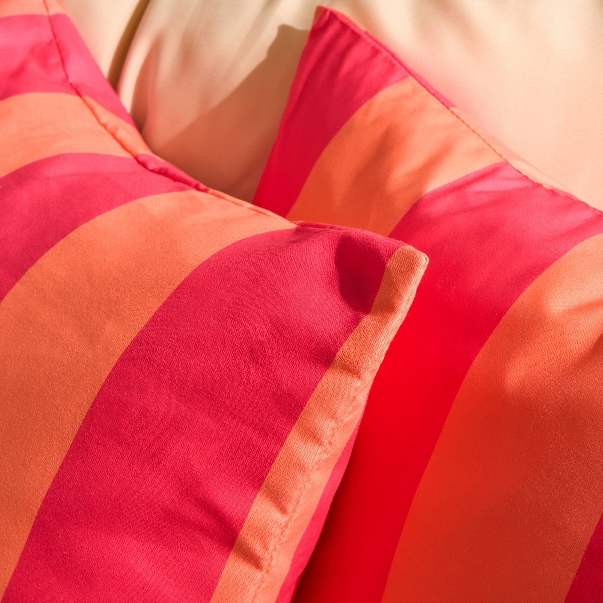 OHS Indoor/Outdoor Stripe Print Cushion Covers, Orange/Pink - 45 x 45cm>