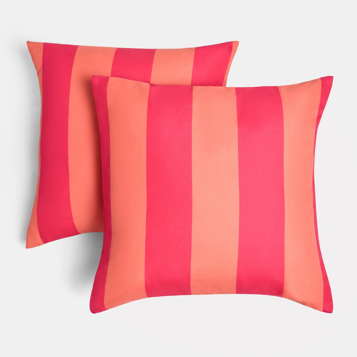 OHS Indoor/Outdoor Stripe Print Cushion Covers, Orange/Pink - 45 x 45cm>