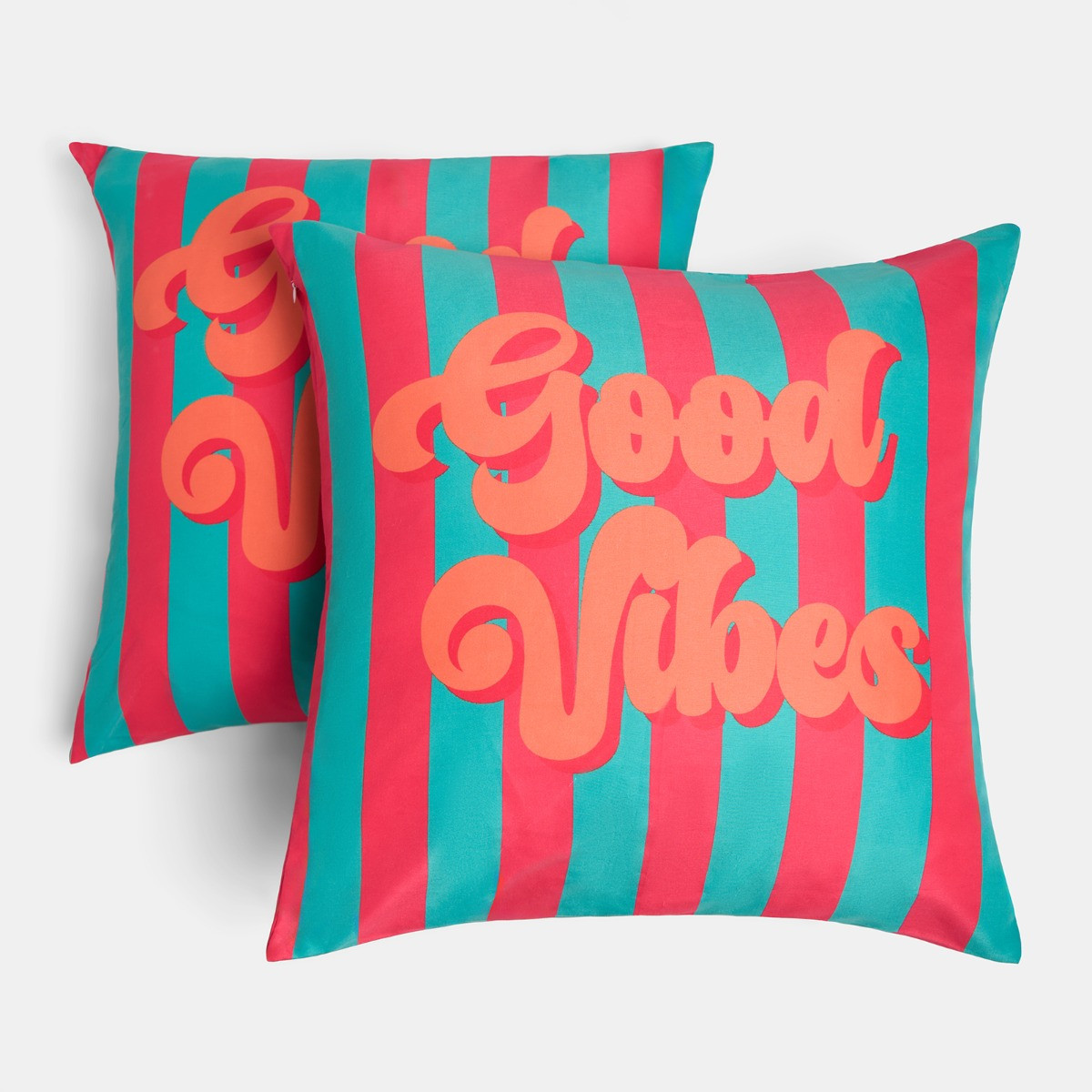 OHS Indoor/Outdoor Good Vibes Cushion Covers - Orange/Blue>