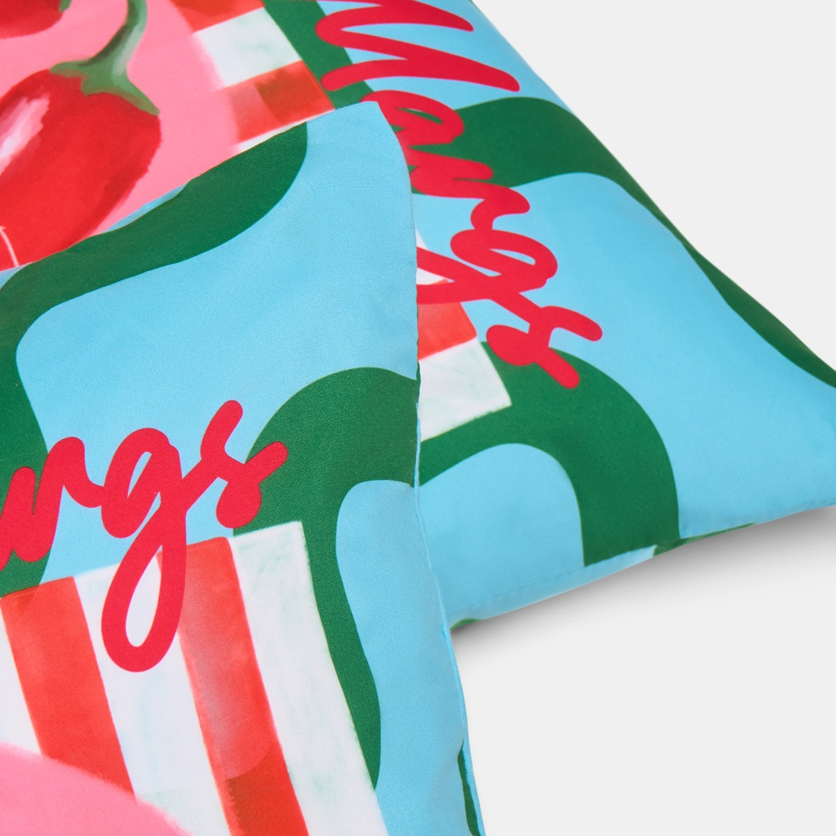 OHS Indoor/Outdoor Spicy Margs Slogan Cushion Covers - Blue/Green>