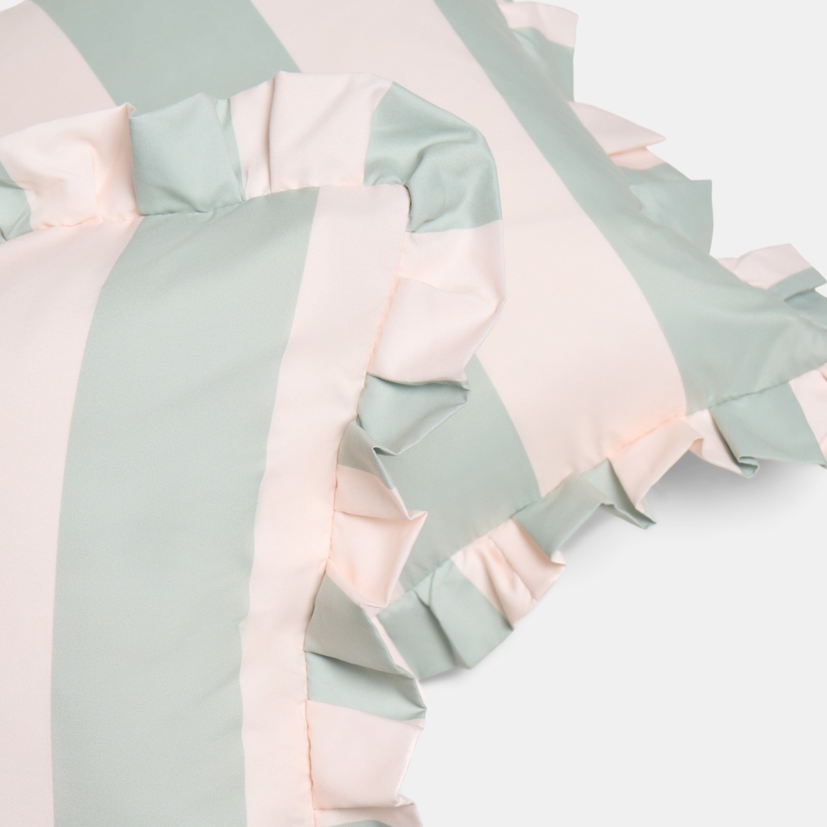 OHS Indoor/Outdoor Stripe Print Cushion Covers, Sage/Cream - 45 x 45cm>