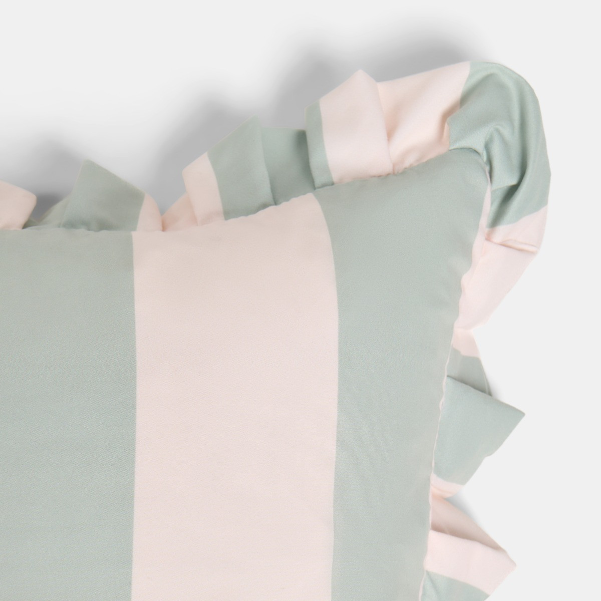 OHS Indoor/Outdoor Stripe Print Cushion Covers, Sage/Cream - 45 x 45cm>