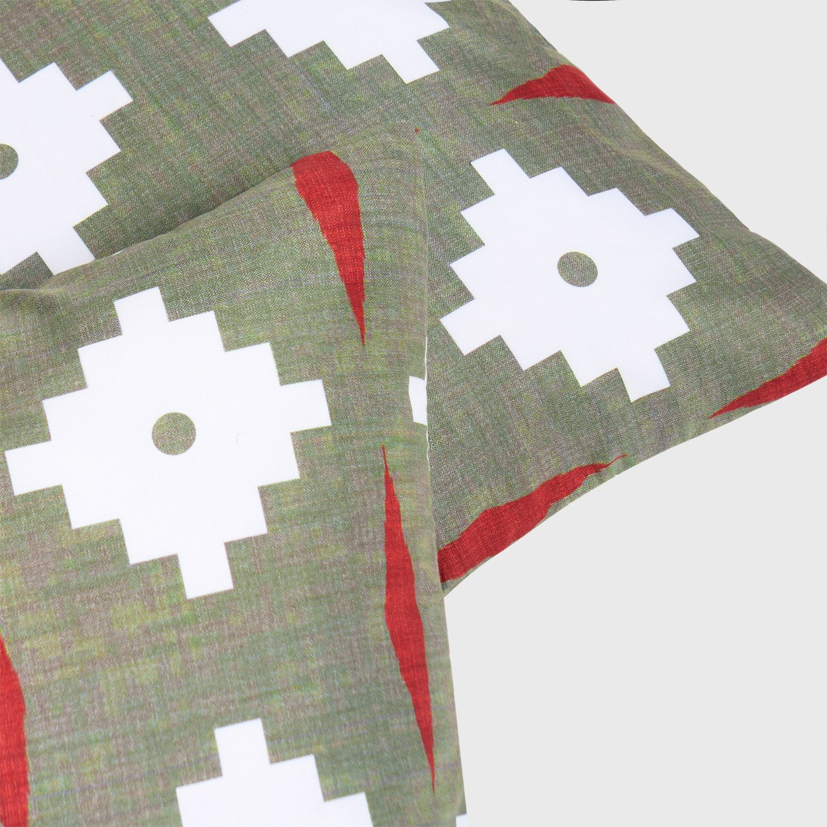 OHS Indoor/Outdoor Geometric Print Cushion Covers, Olive - 45 x 45cm>
