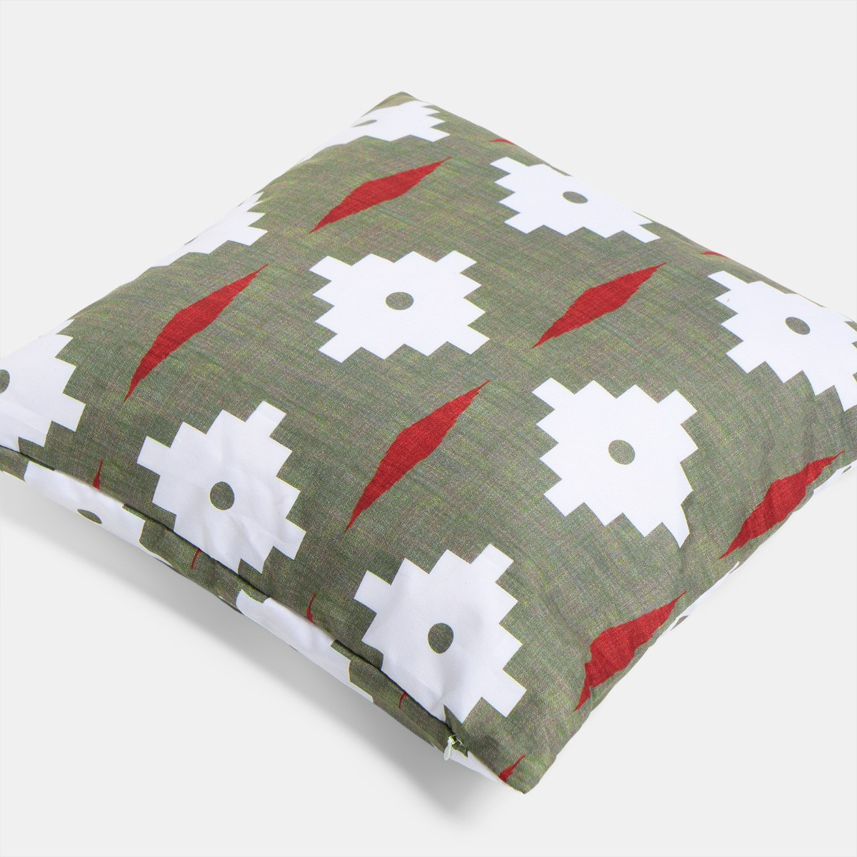 OHS Indoor/Outdoor Geometric Print Cushion Covers, Olive - 45 x 45cm>