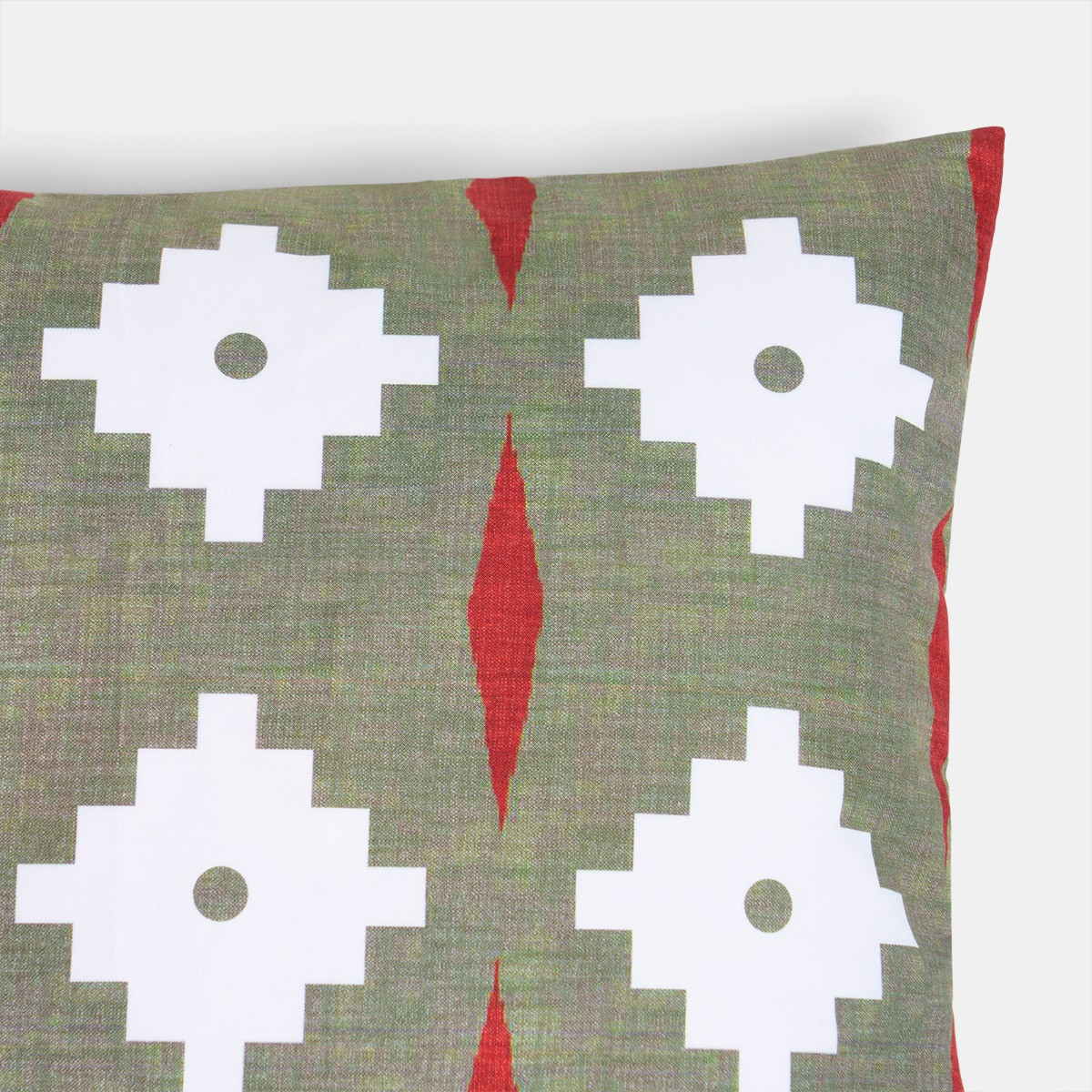 OHS Indoor/Outdoor Geometric Print Cushion Covers, Olive - 45 x 45cm>